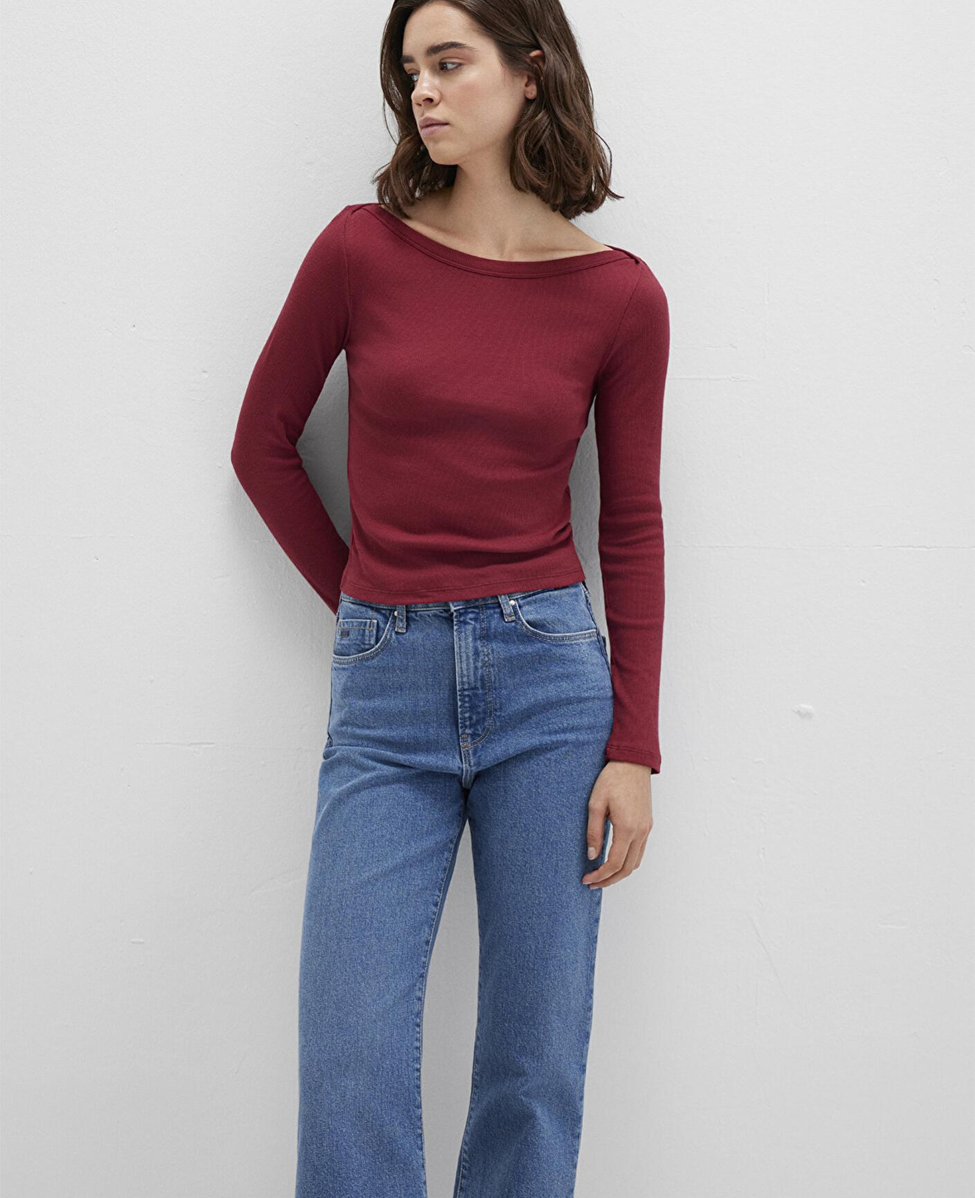 Mavi Uzun Kollu Kırmızı Basic Tişört Slim Fit / Dar Kesim 1613622-70430