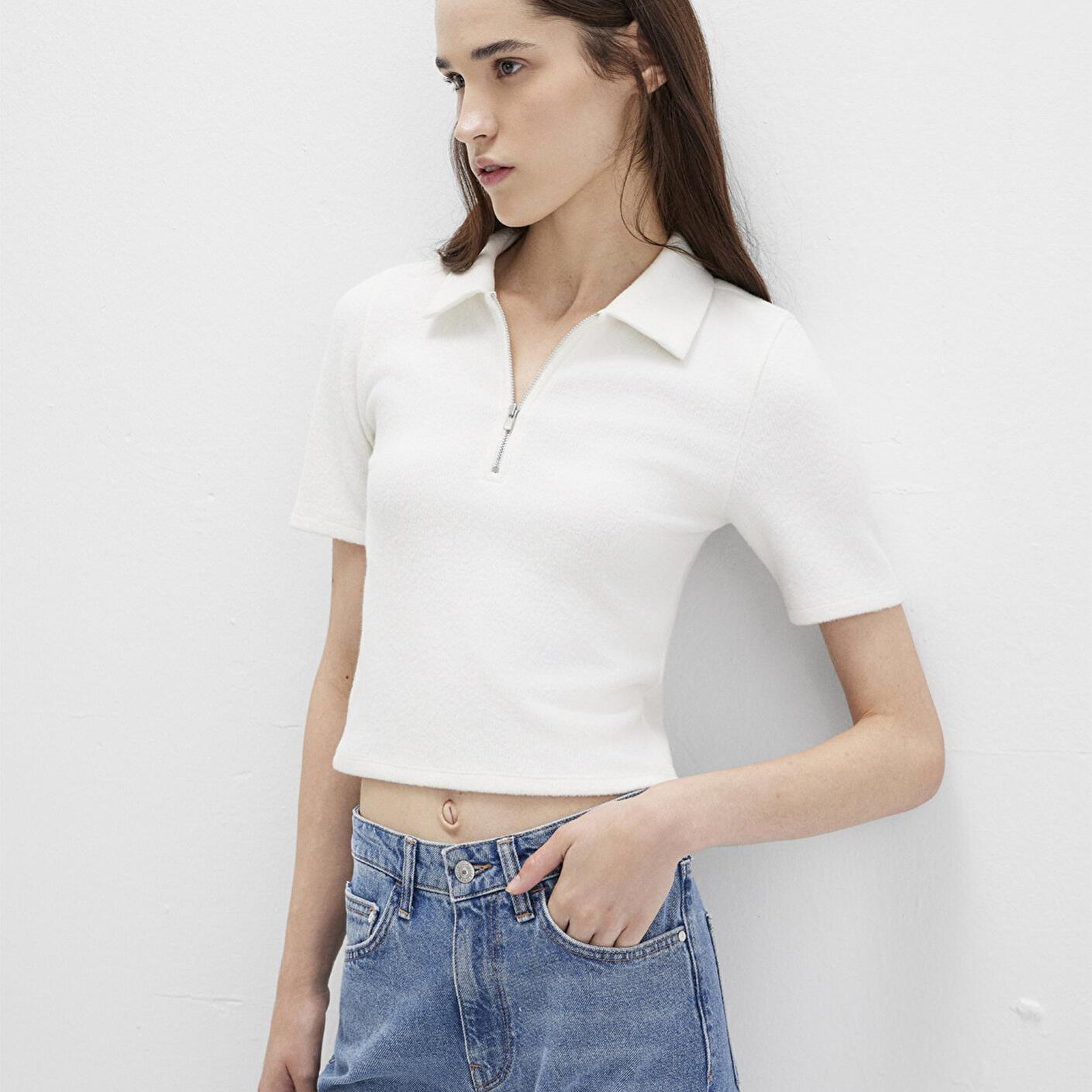 Mavi Ekru Polo Tişört Fitted / Vücuda Oturan Kesim 1613593-70057