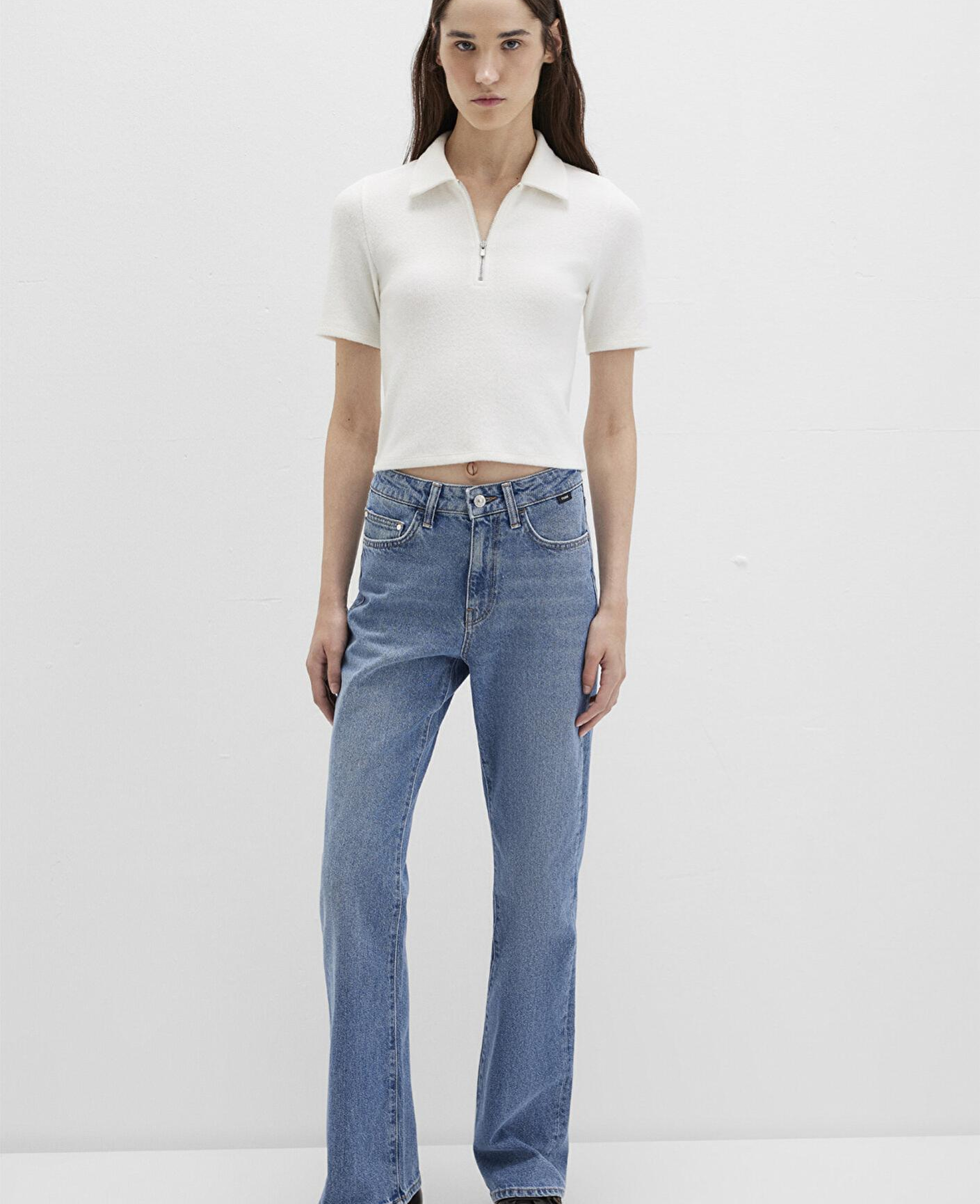 Mavi Ekru Polo Tişört Fitted / Vücuda Oturan Kesim 1613593-70057