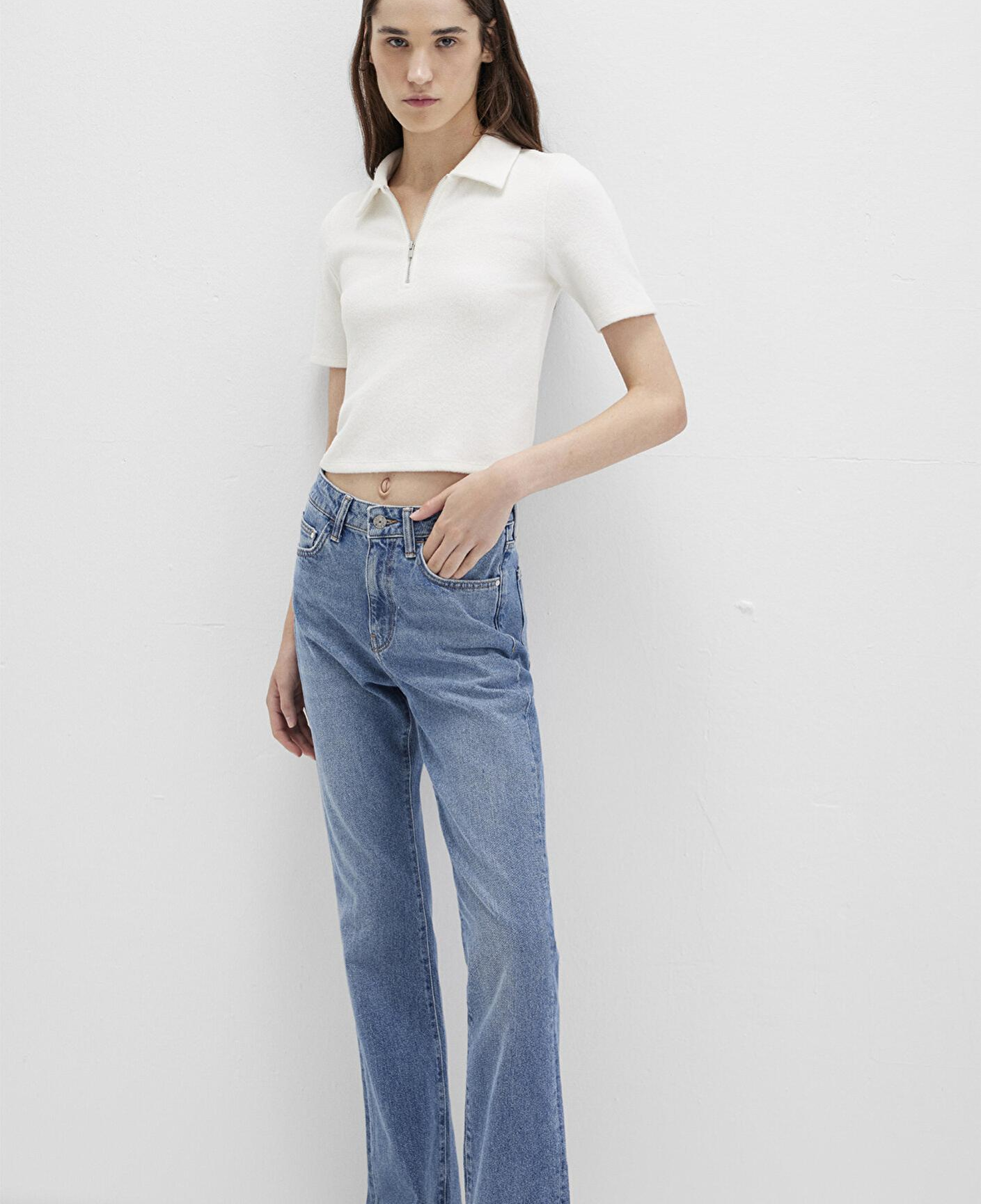 Mavi Ekru Polo Tişört Fitted / Vücuda Oturan Kesim 1613593-70057