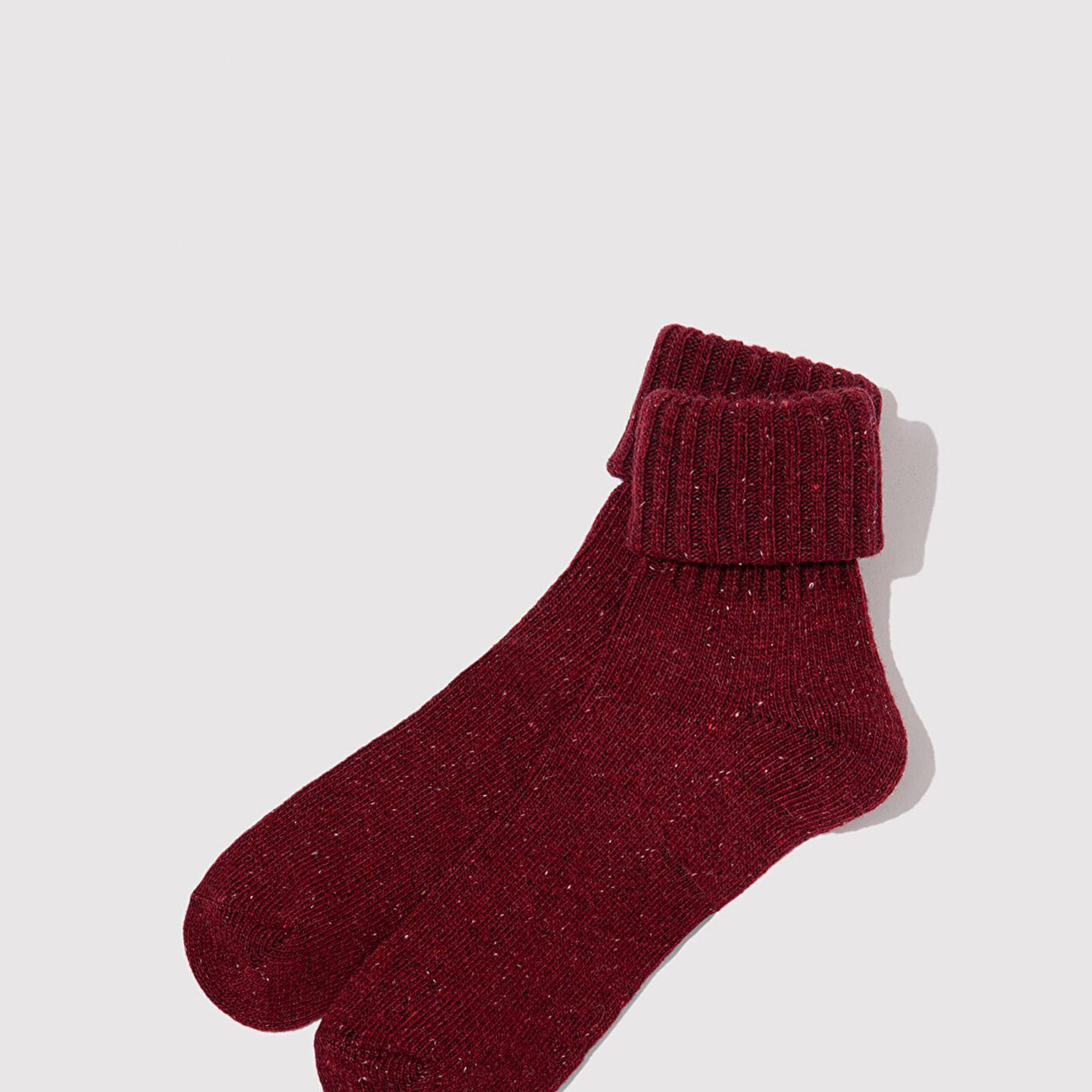 Mavi Yün Karışımlı Bordo Bot Çorabı 1911059-24862