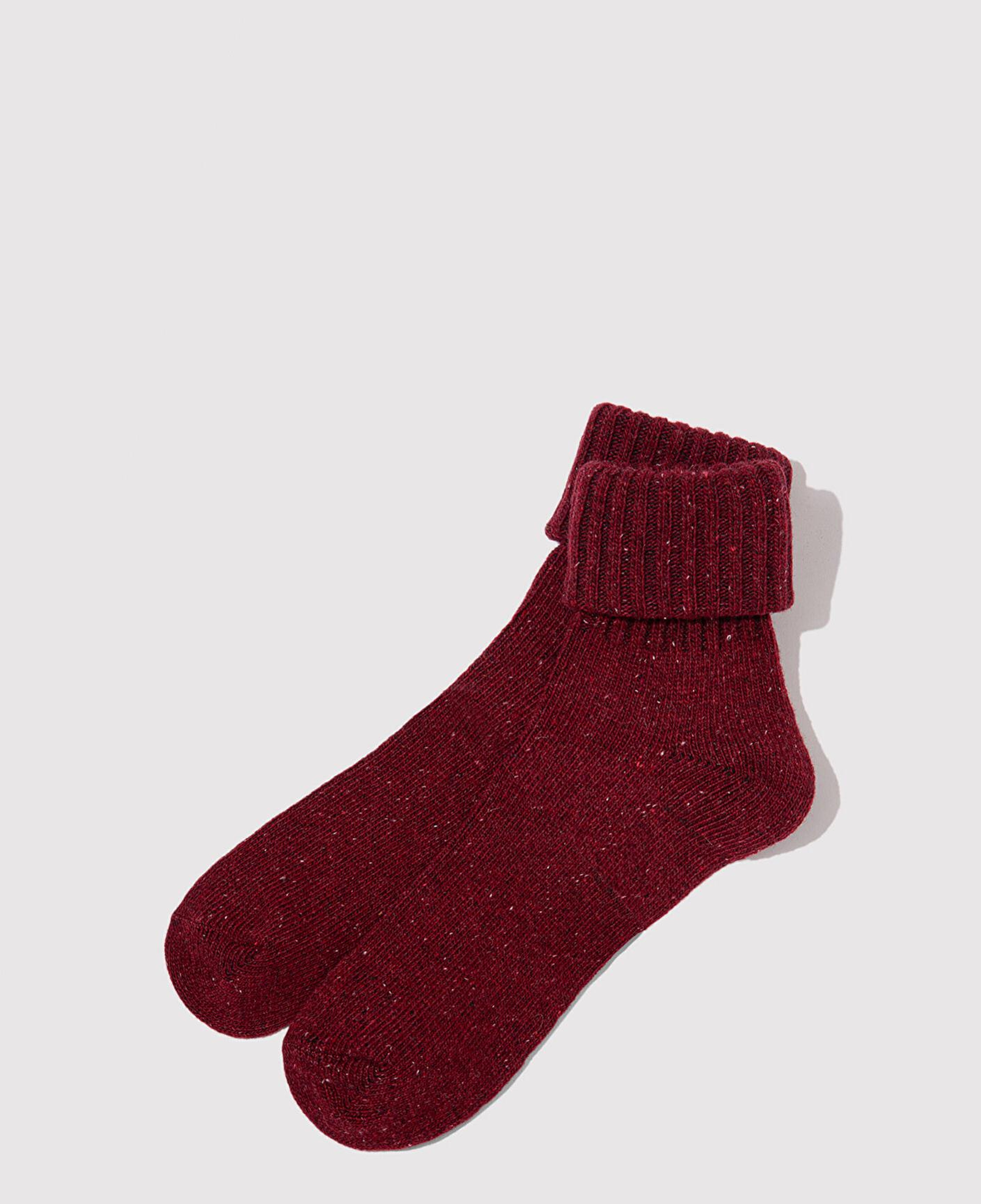 Mavi Yün Karışımlı Bordo Bot Çorabı 1911059-24862