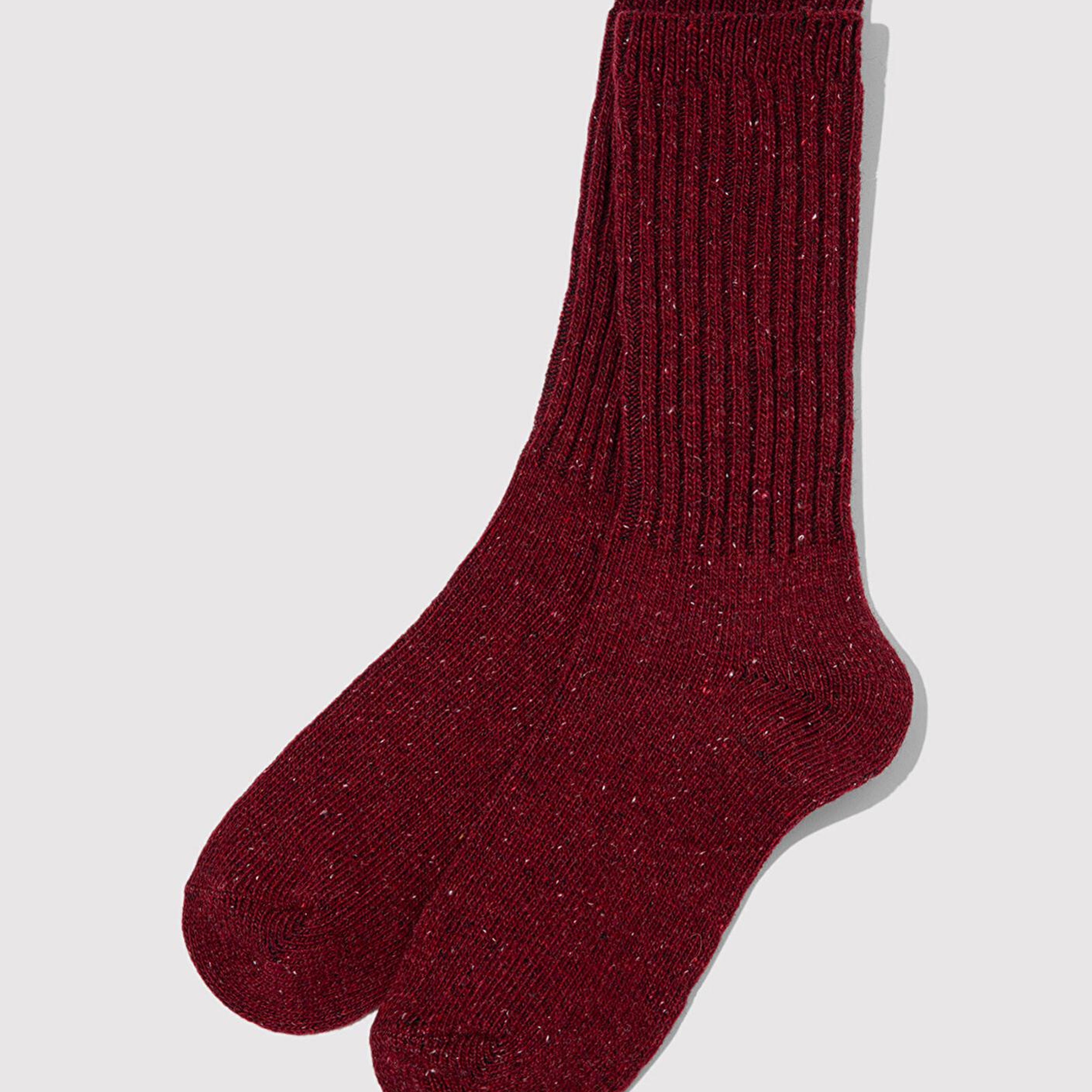 Mavi Yün Karışımlı Bordo Bot Çorabı 1911059-24862