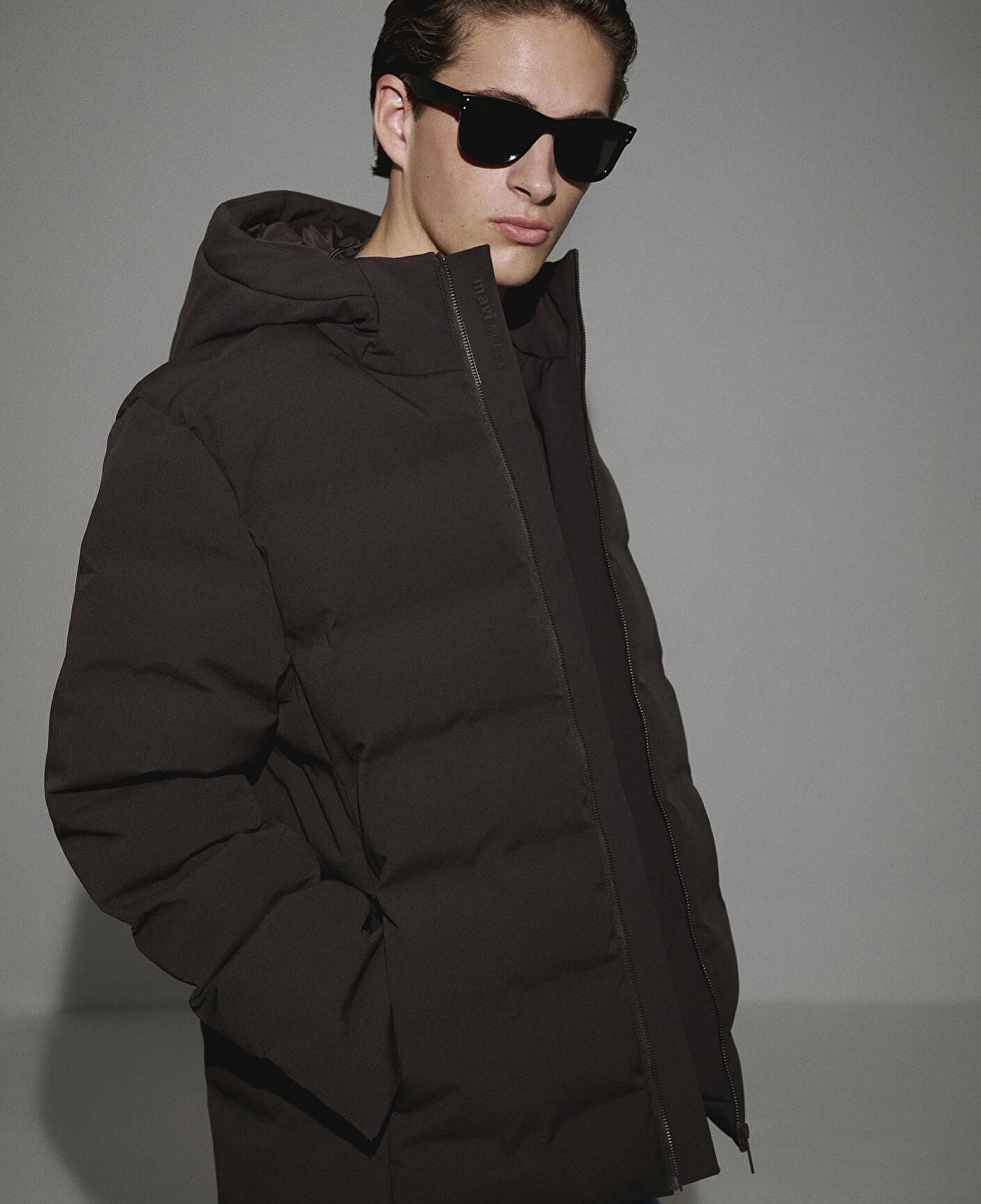 Mavi Kapüşonlu Kahverengi Şişme Mont 0110652-70219