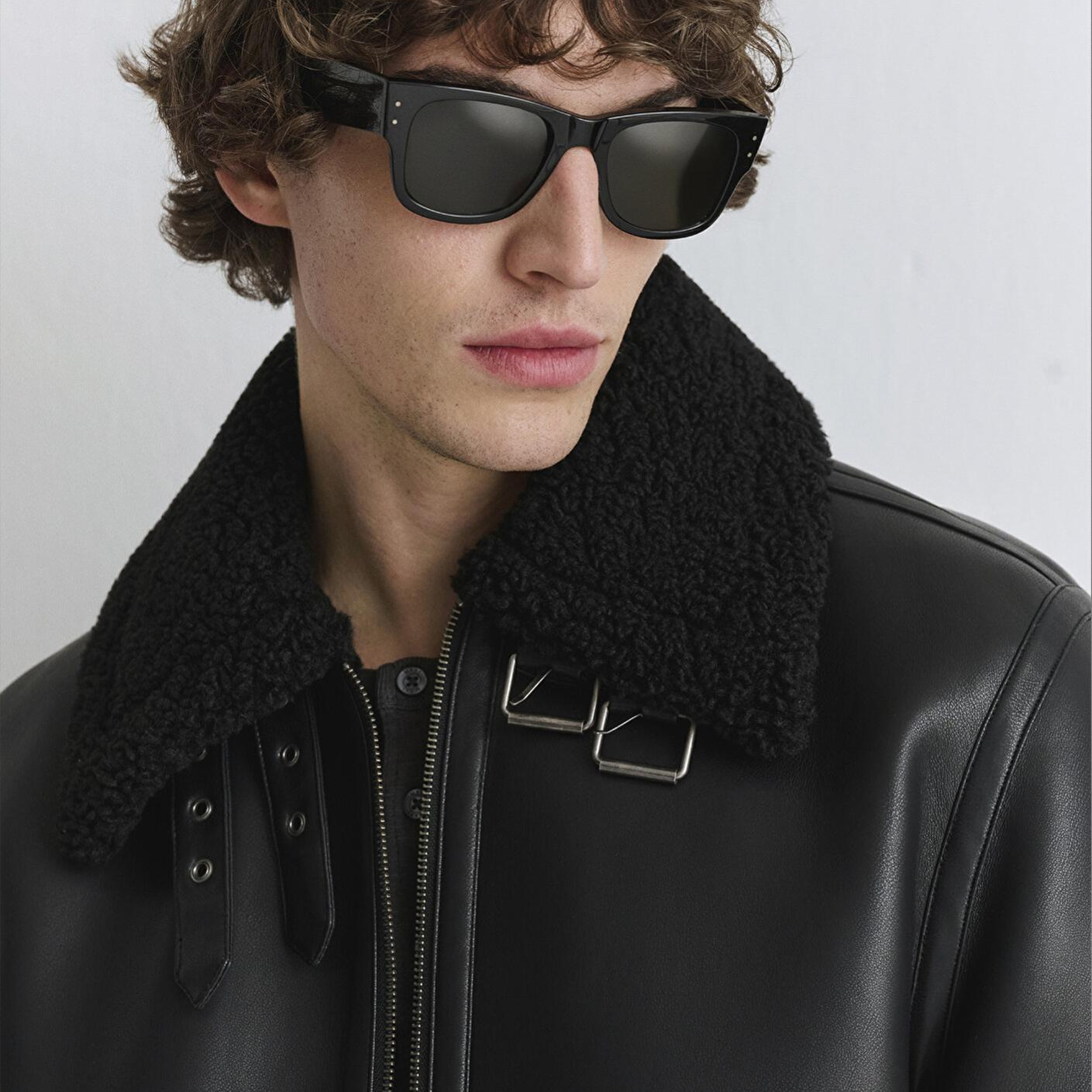 Mavi Suni Kürk Detaylı Siyah Suni Deri Ceket Regular Fit / Normal Kesim 0110670-71379