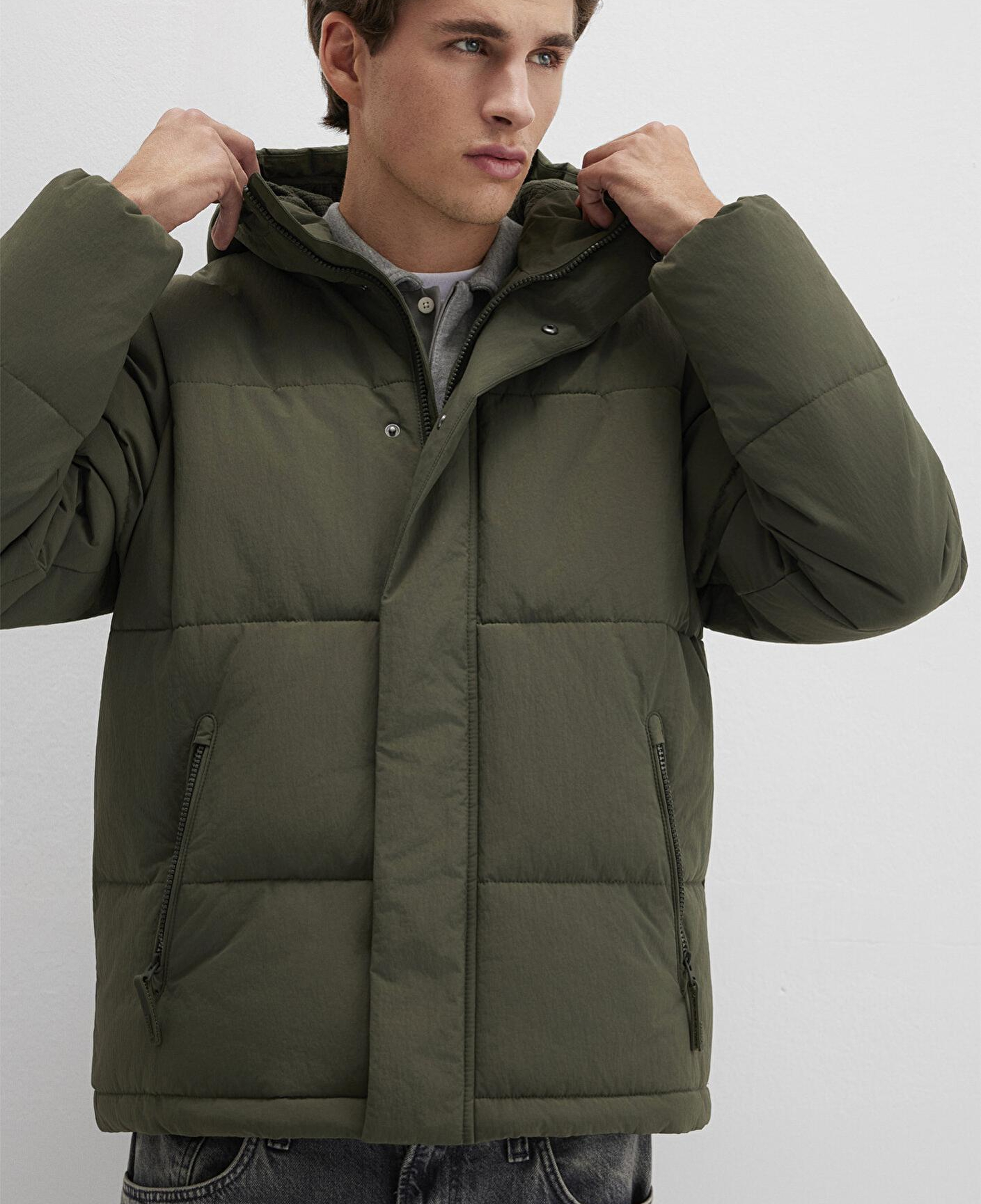 Mavi Kapüşonlu Haki Ceket Regular Fit / Normal Kesim 0110683-80714