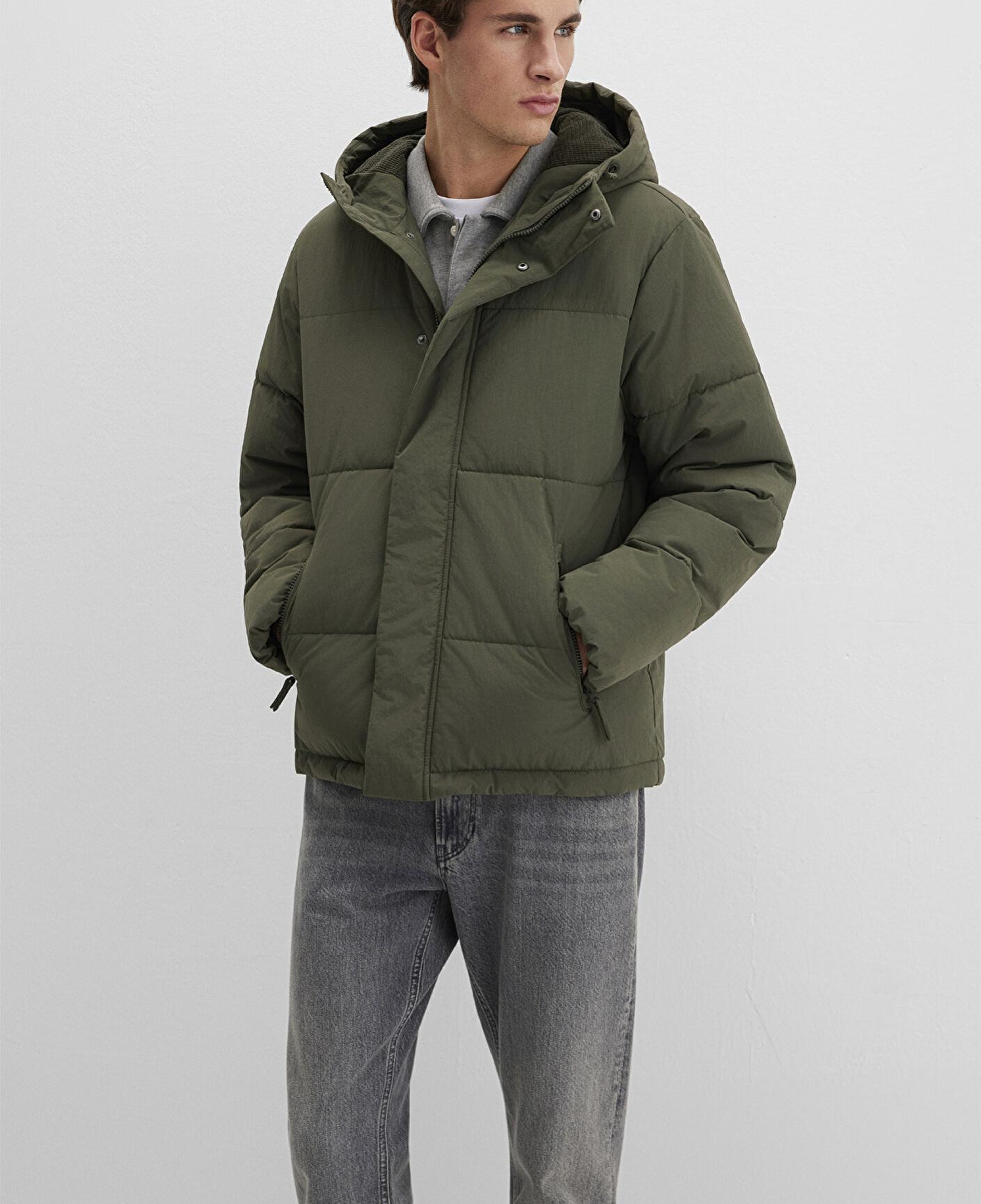 Mavi Kapüşonlu Haki Ceket Regular Fit / Normal Kesim 0110683-80714