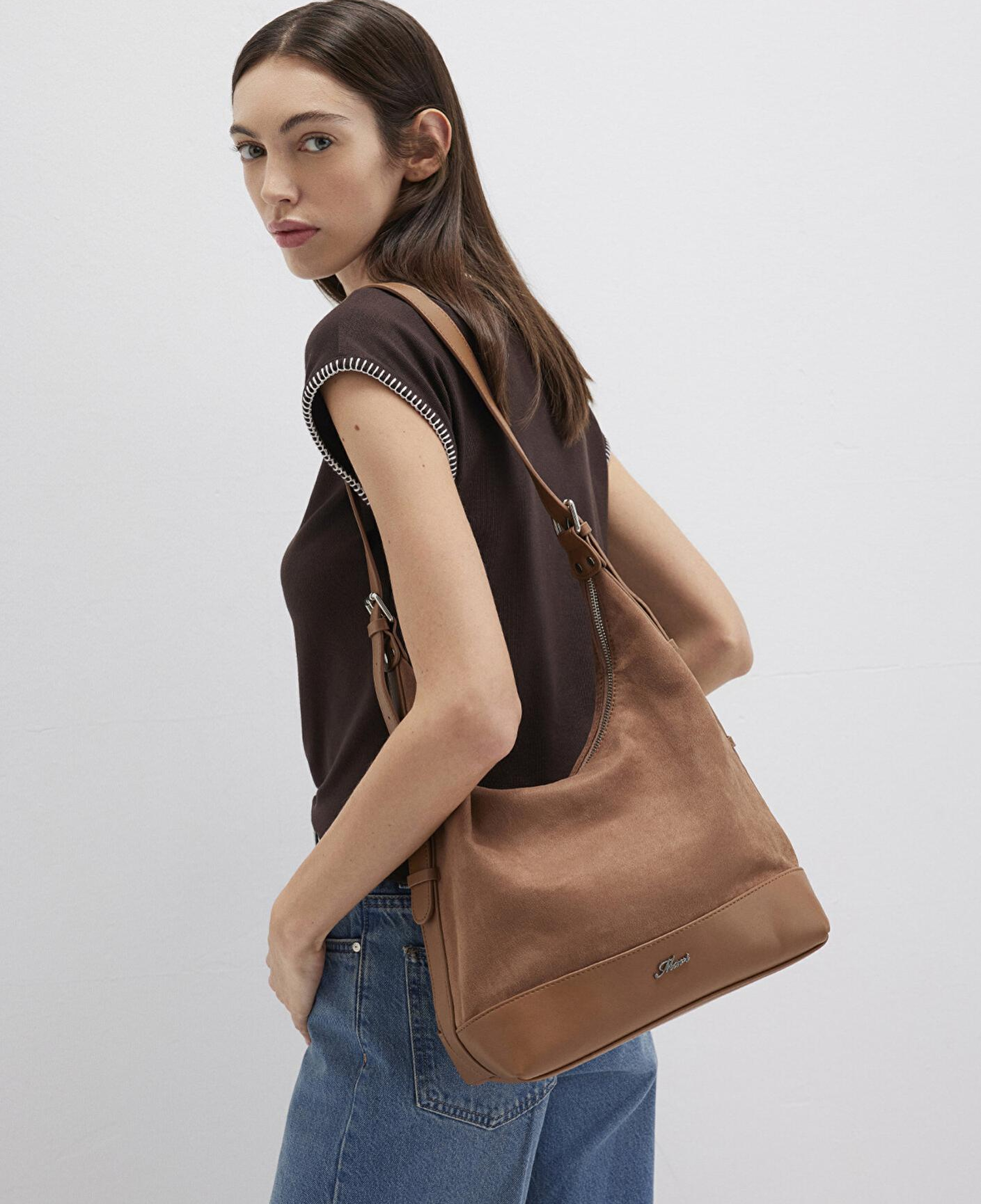 Mavi Suni Süet Kahverengi Omuz Çantası 1913473-70280