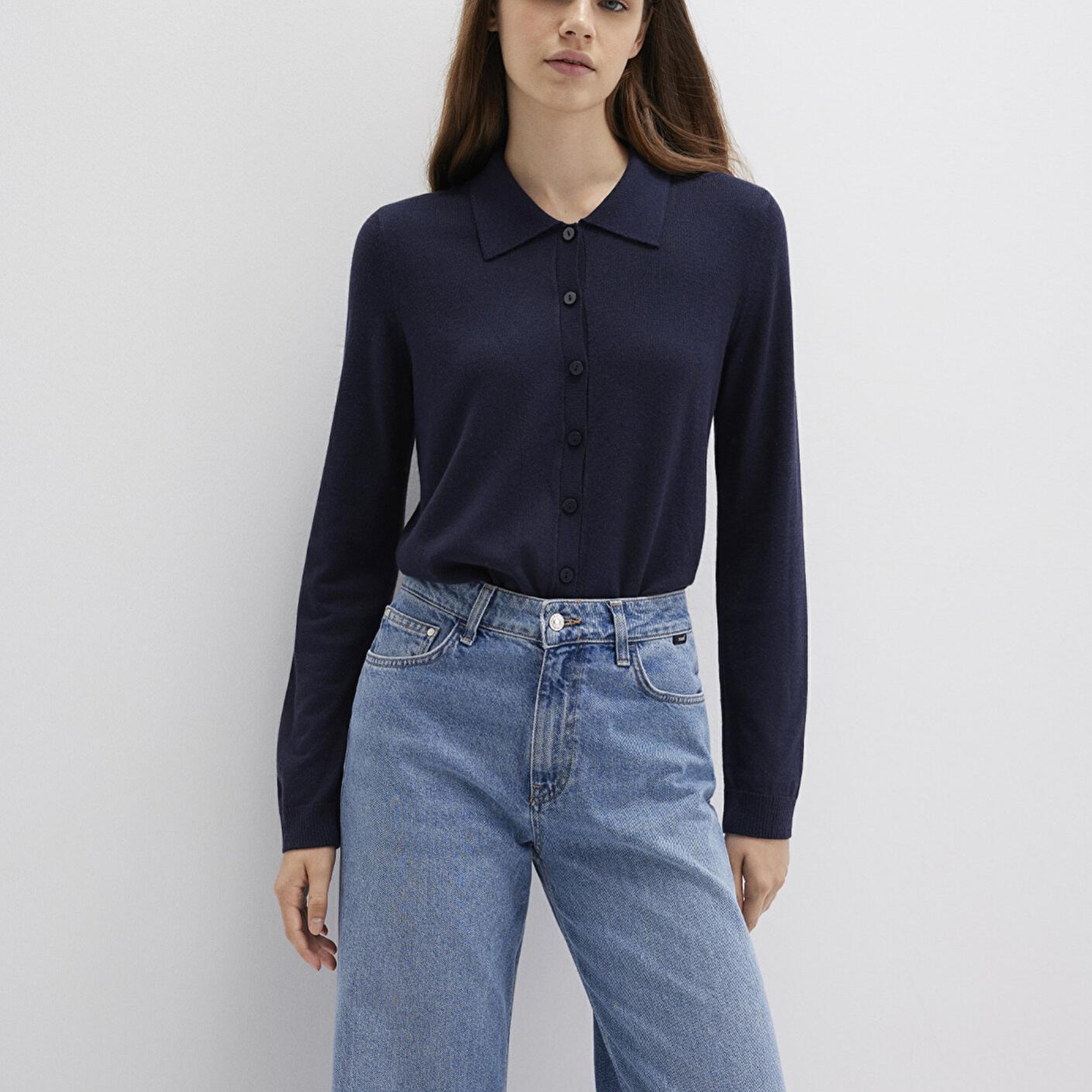 Mavi Yün Karışımlı Lacivert Triko Polo 1710700-89101