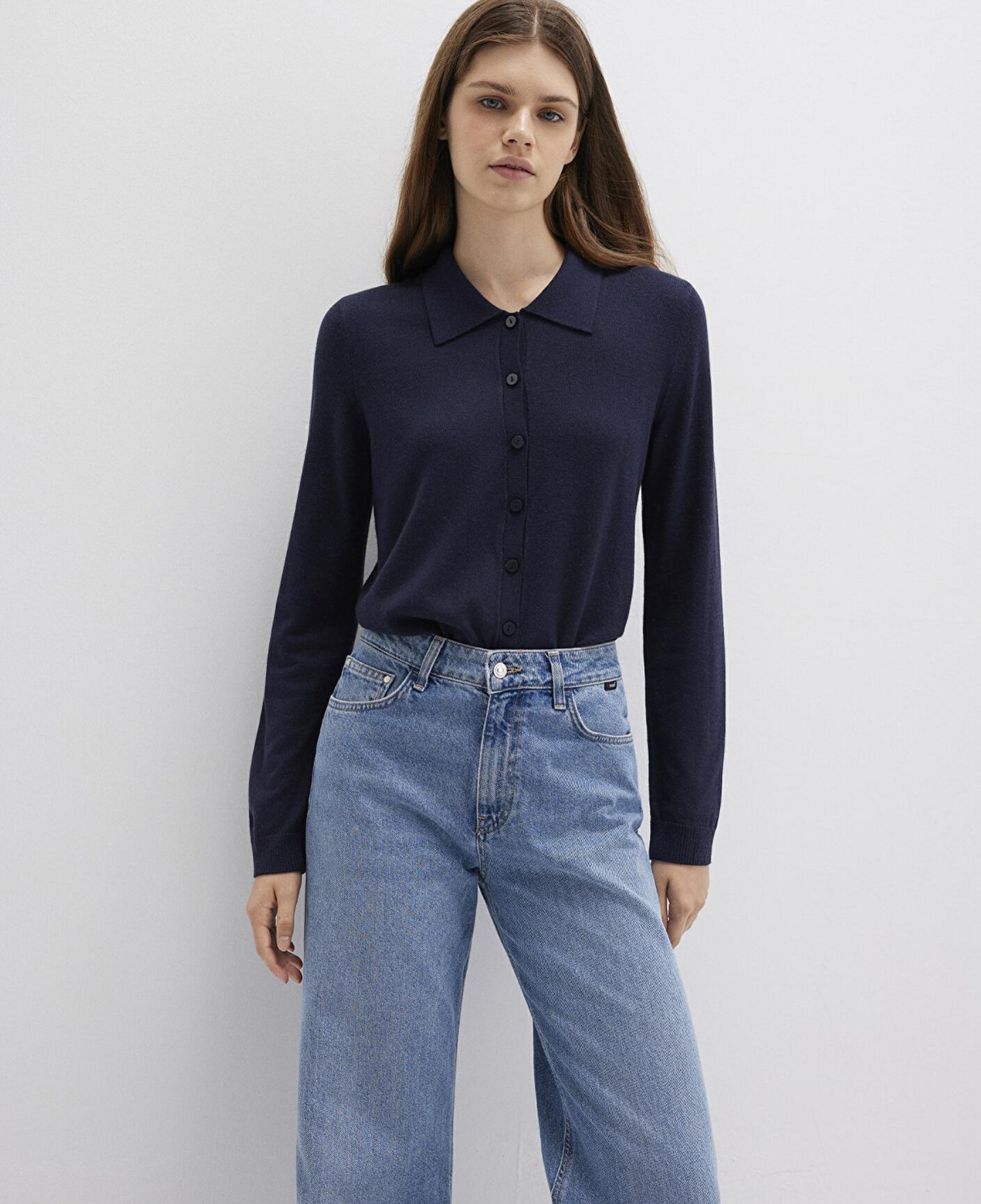 Mavi Yün Karışımlı Lacivert Triko Polo 1710700-89101