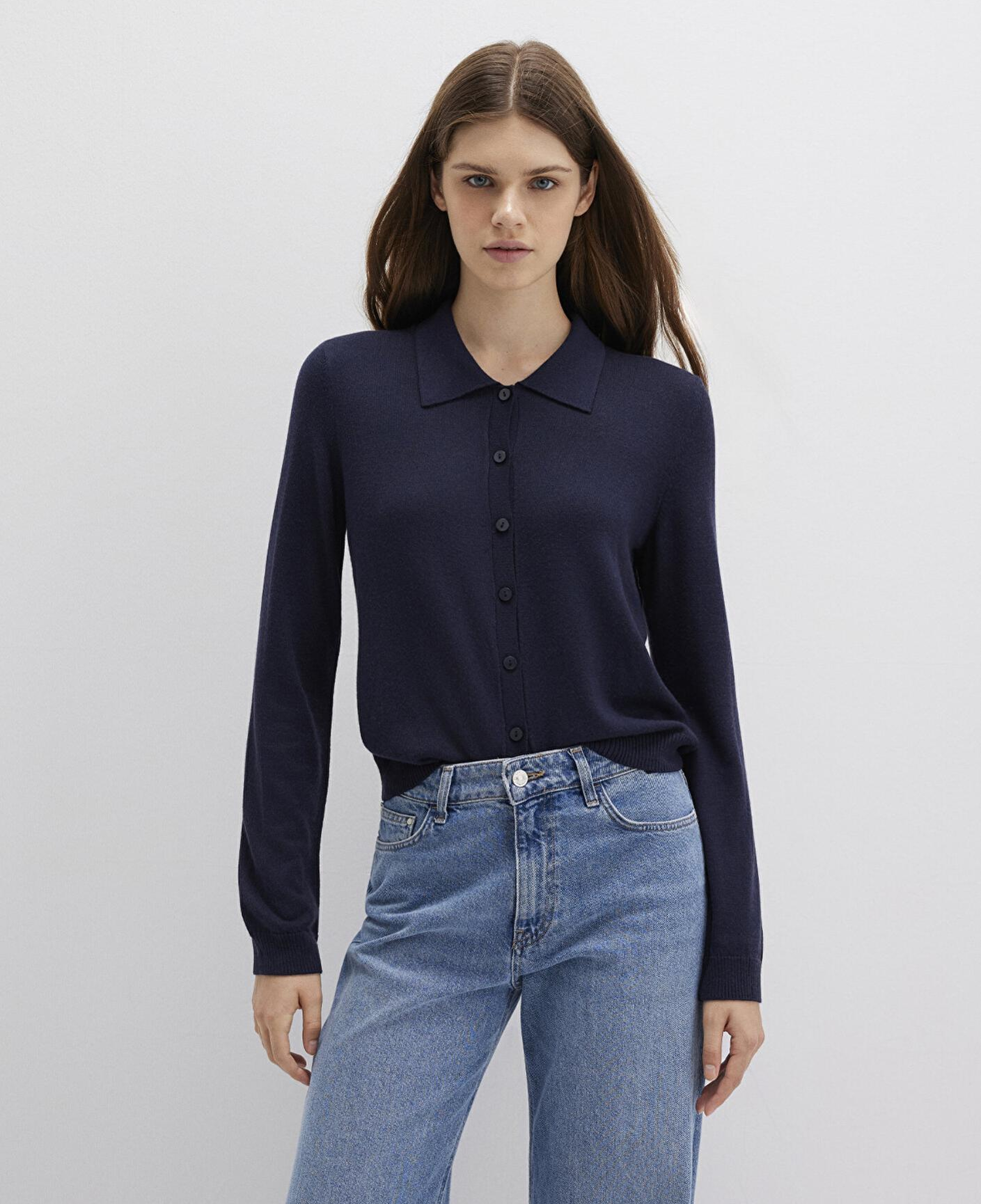 Mavi Yün Karışımlı Lacivert Triko Polo 1710700-89101