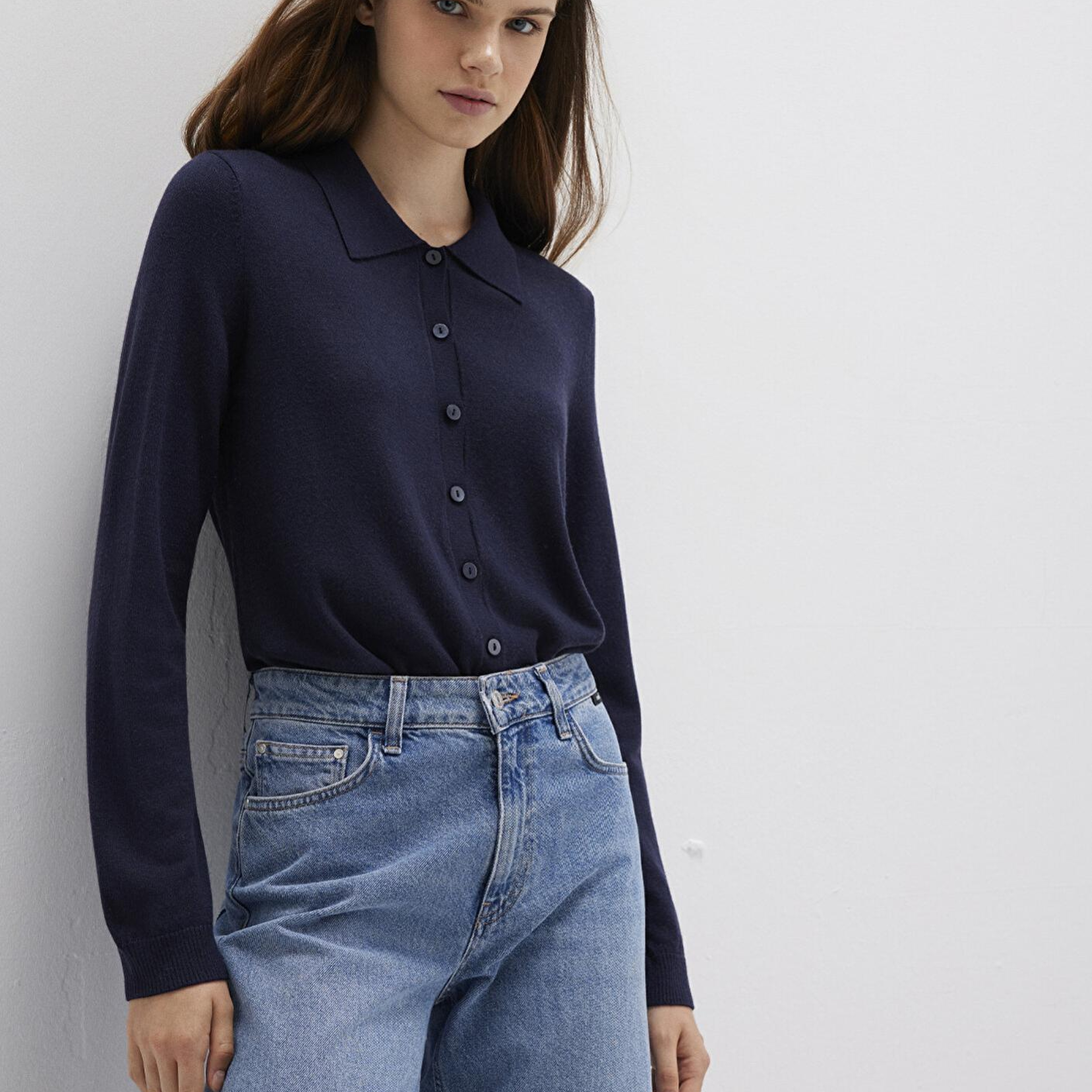 Mavi Yün Karışımlı Lacivert Triko Polo 1710700-89101