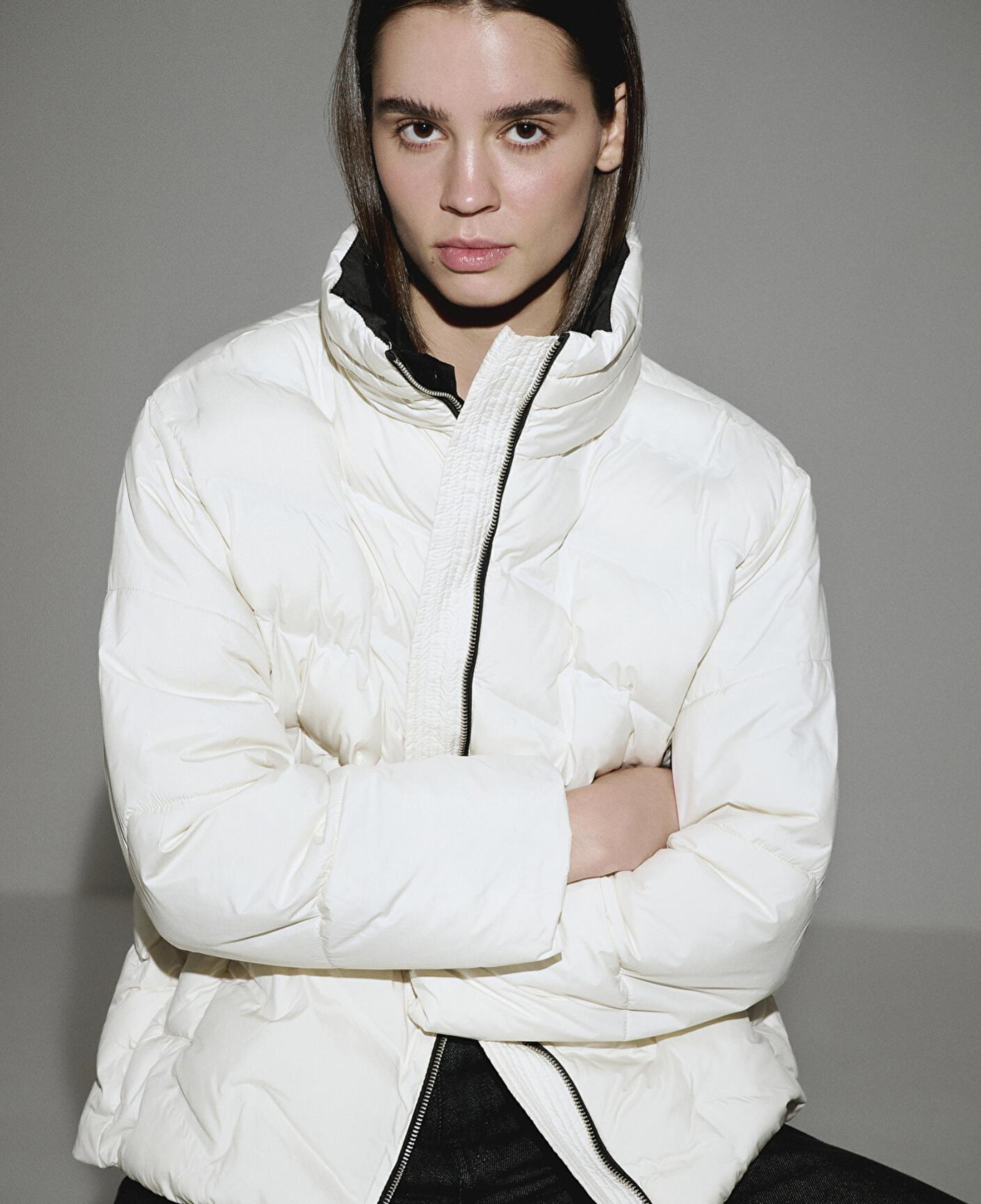 Mavi Su İtici Kapüşonlu Ekru Şişme Mont 1110714-86412