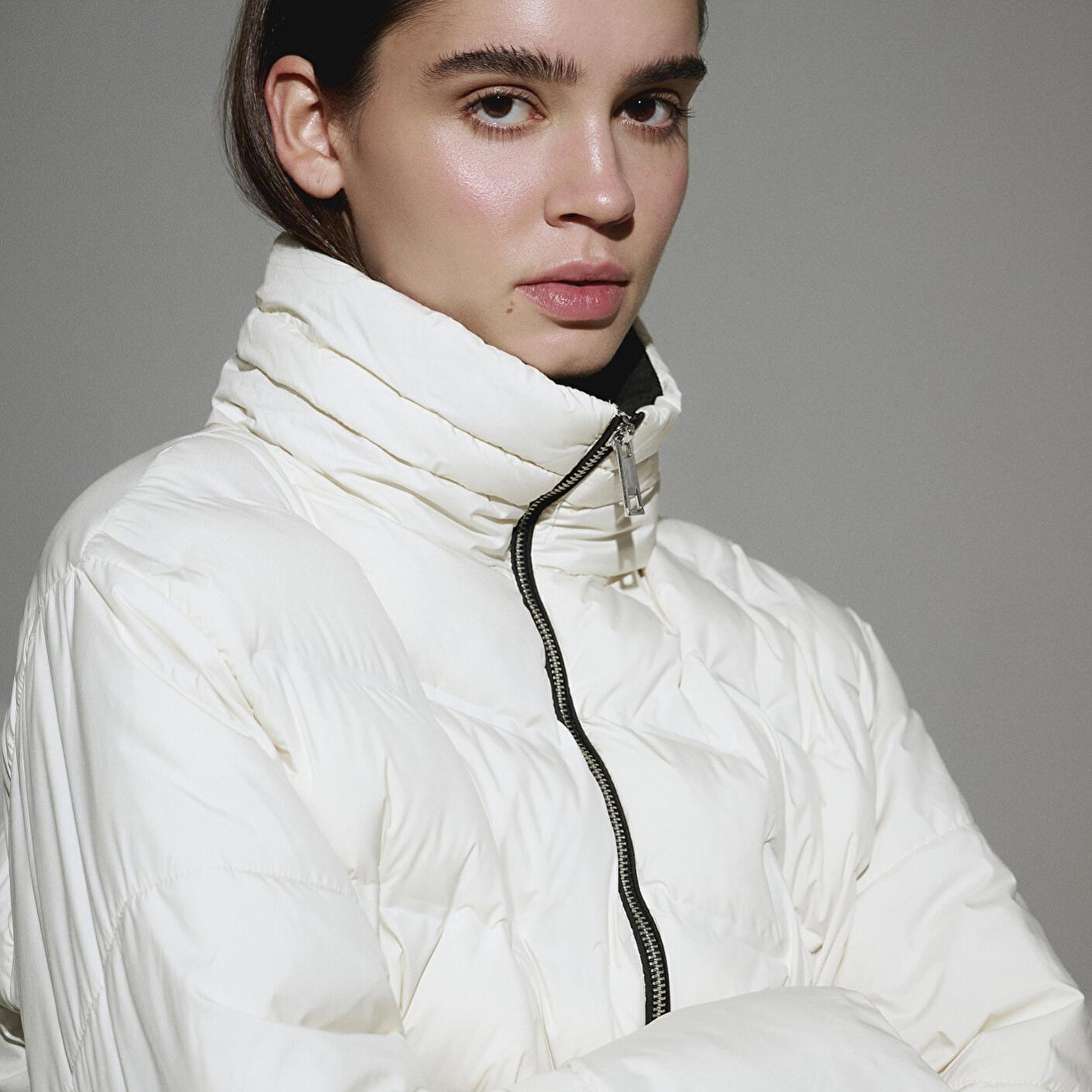 Mavi Su İtici Kapüşonlu Ekru Şişme Mont 1110714-86412