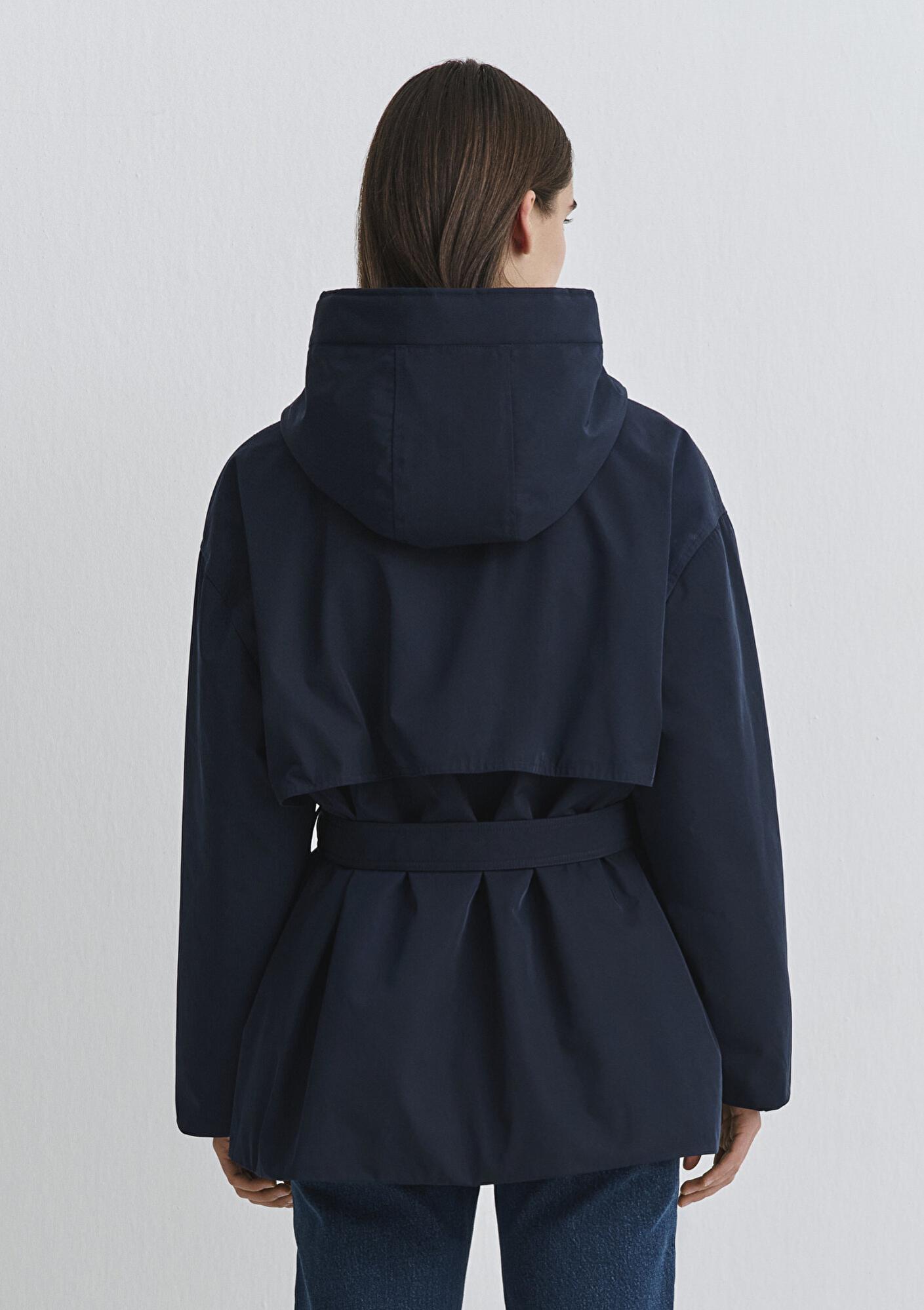 Mavi Su İtici Beli Kemerli Lacivert Parka Oversize / Geniş Kesim 1110703-83699