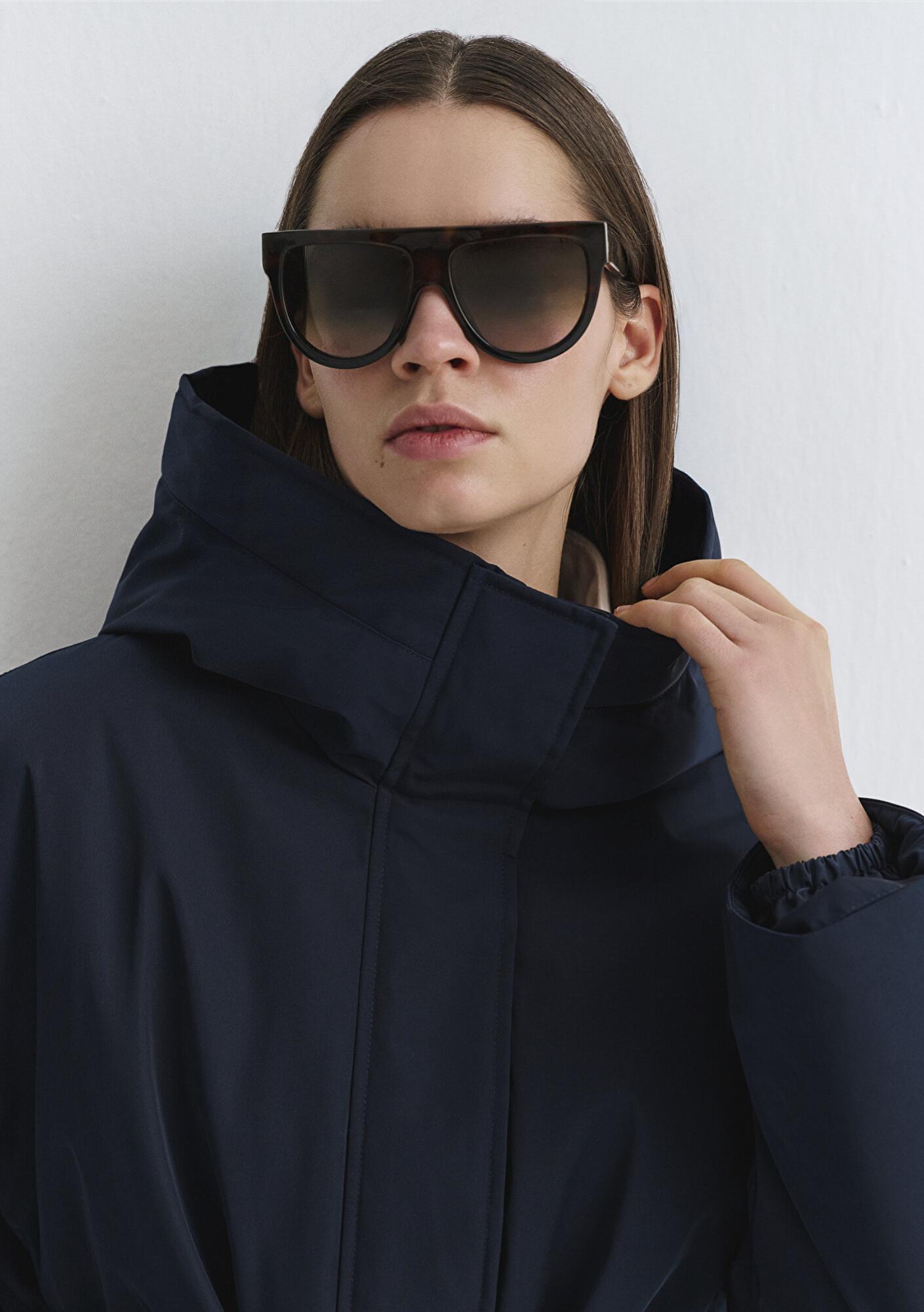 Mavi Su İtici Beli Kemerli Lacivert Parka Oversize / Geniş Kesim 1110703-83699