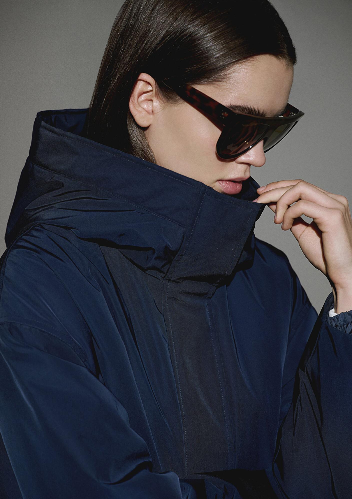 Mavi Su İtici Beli Kemerli Lacivert Parka Oversize / Geniş Kesim 1110703-83699