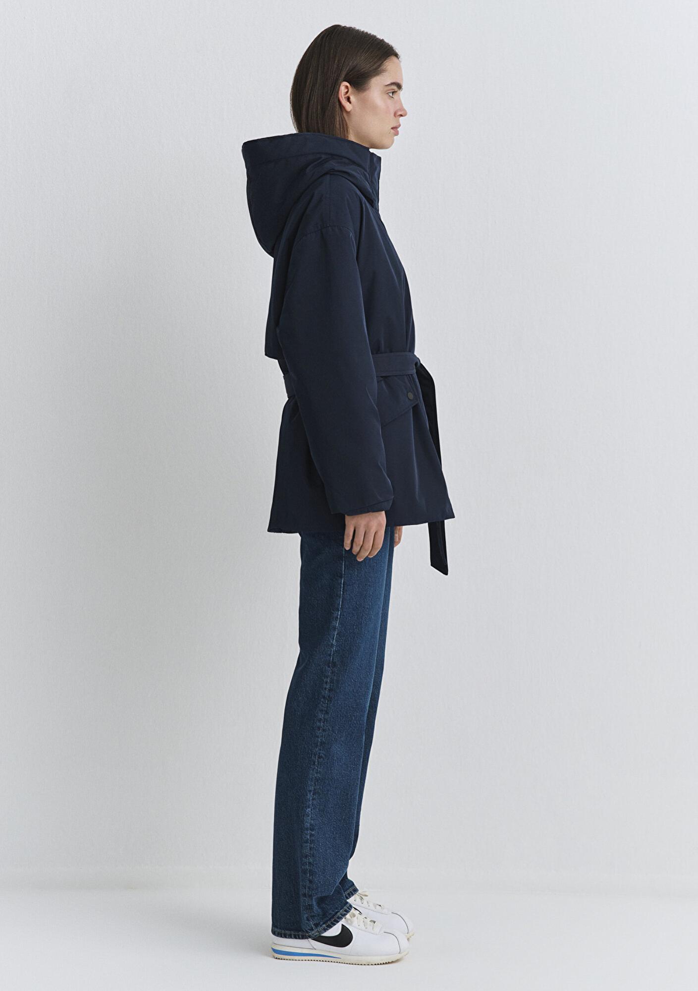 Mavi Su İtici Beli Kemerli Lacivert Parka Oversize / Geniş Kesim 1110703-83699