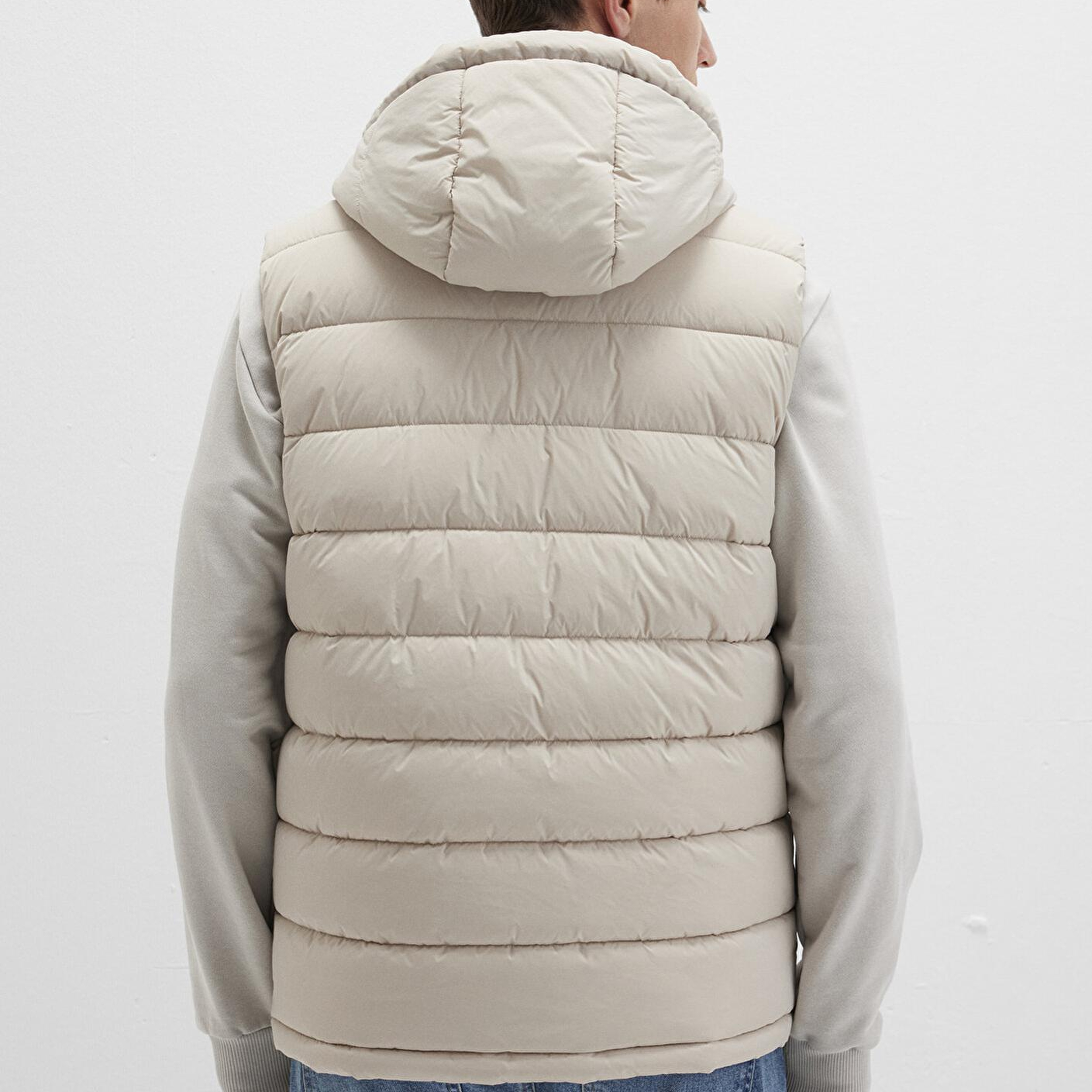 Mavi Kapüşonlu Bej Şişme Yelek Regular Fit / Normal Kesim 0110604-70144