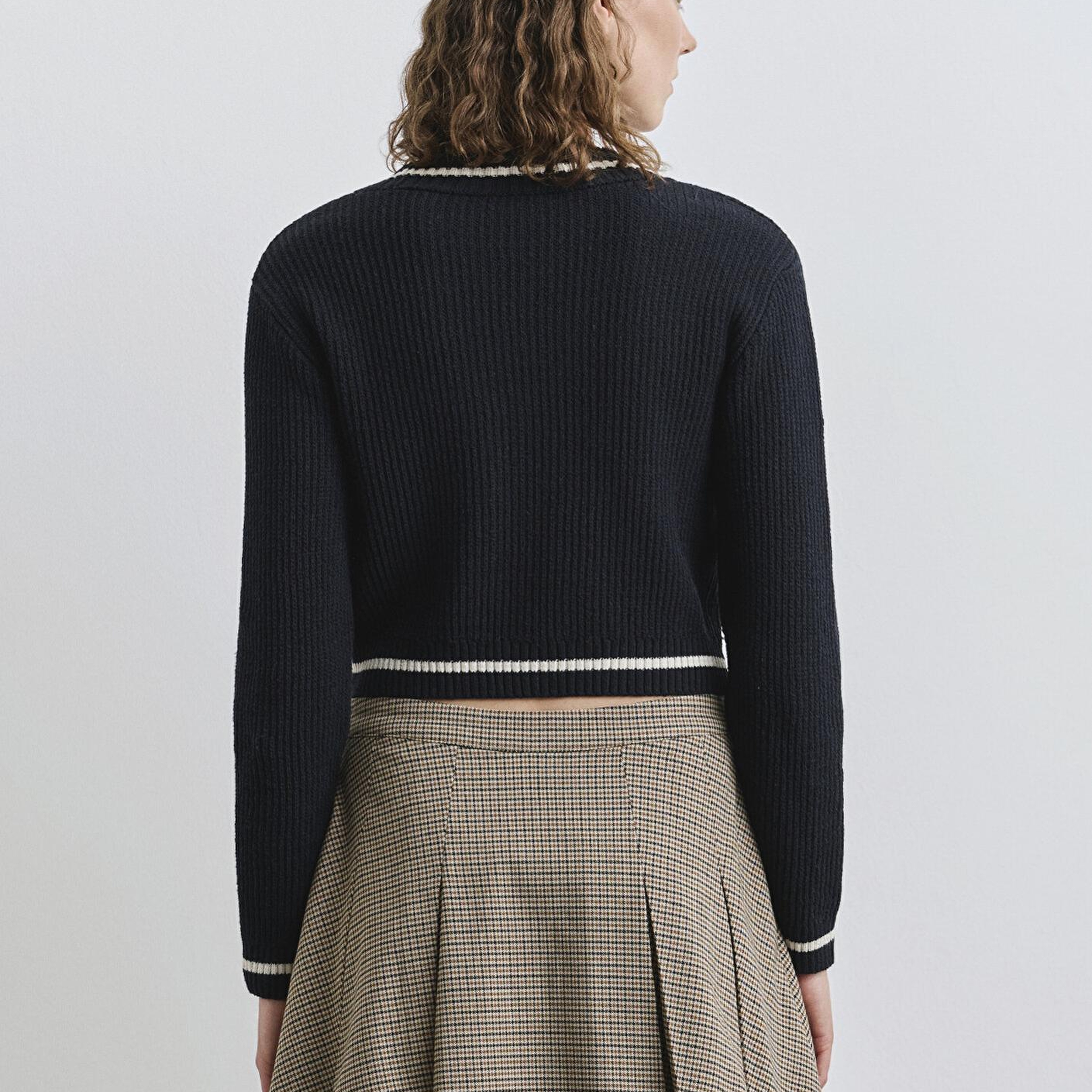 Mavi Lacivert Hırka Crop / Kısa Kesim 1710719-84371