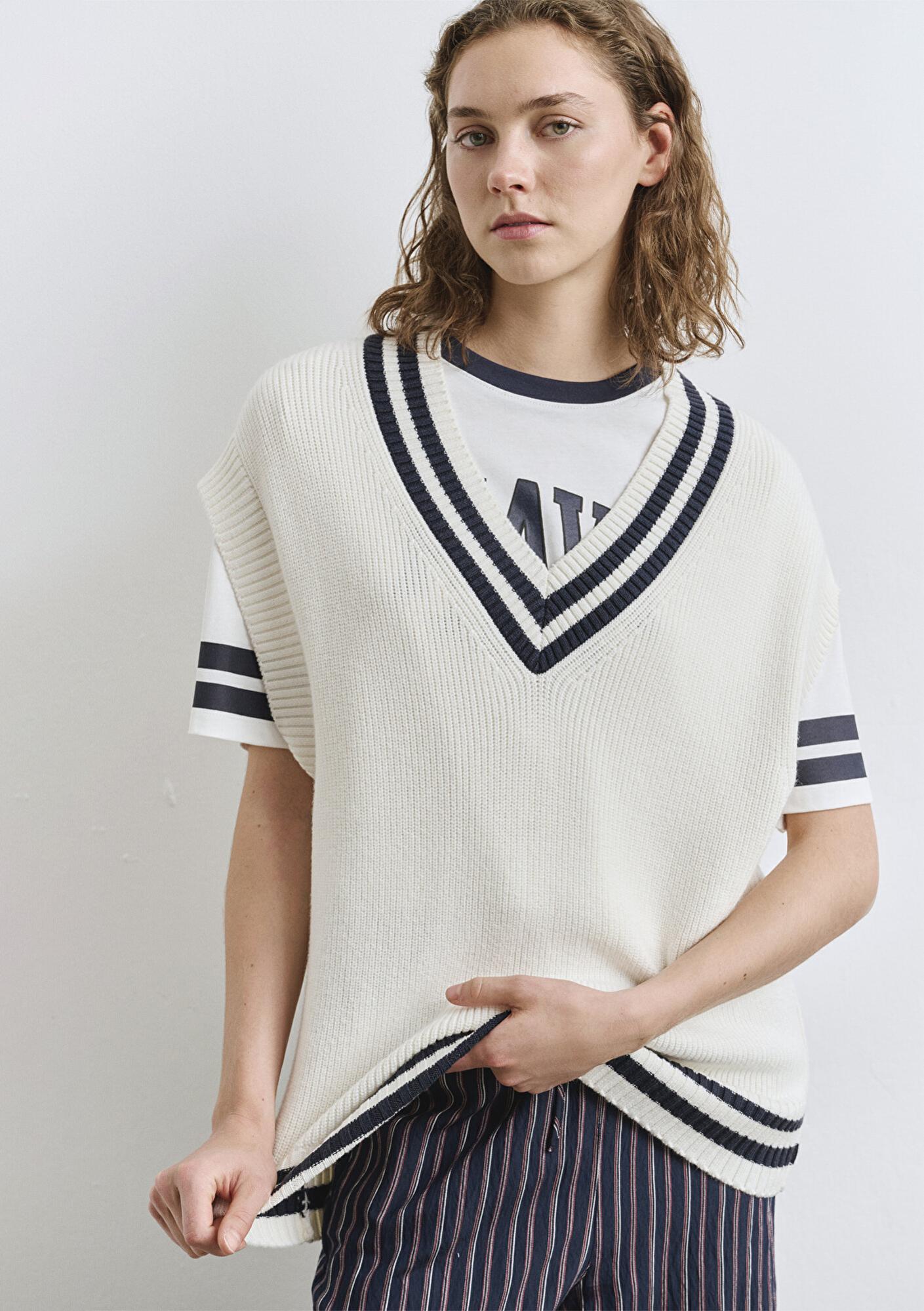 Mavi Ekru Süveter Loose Fit / Bol Rahat Kesim 1710706-70057