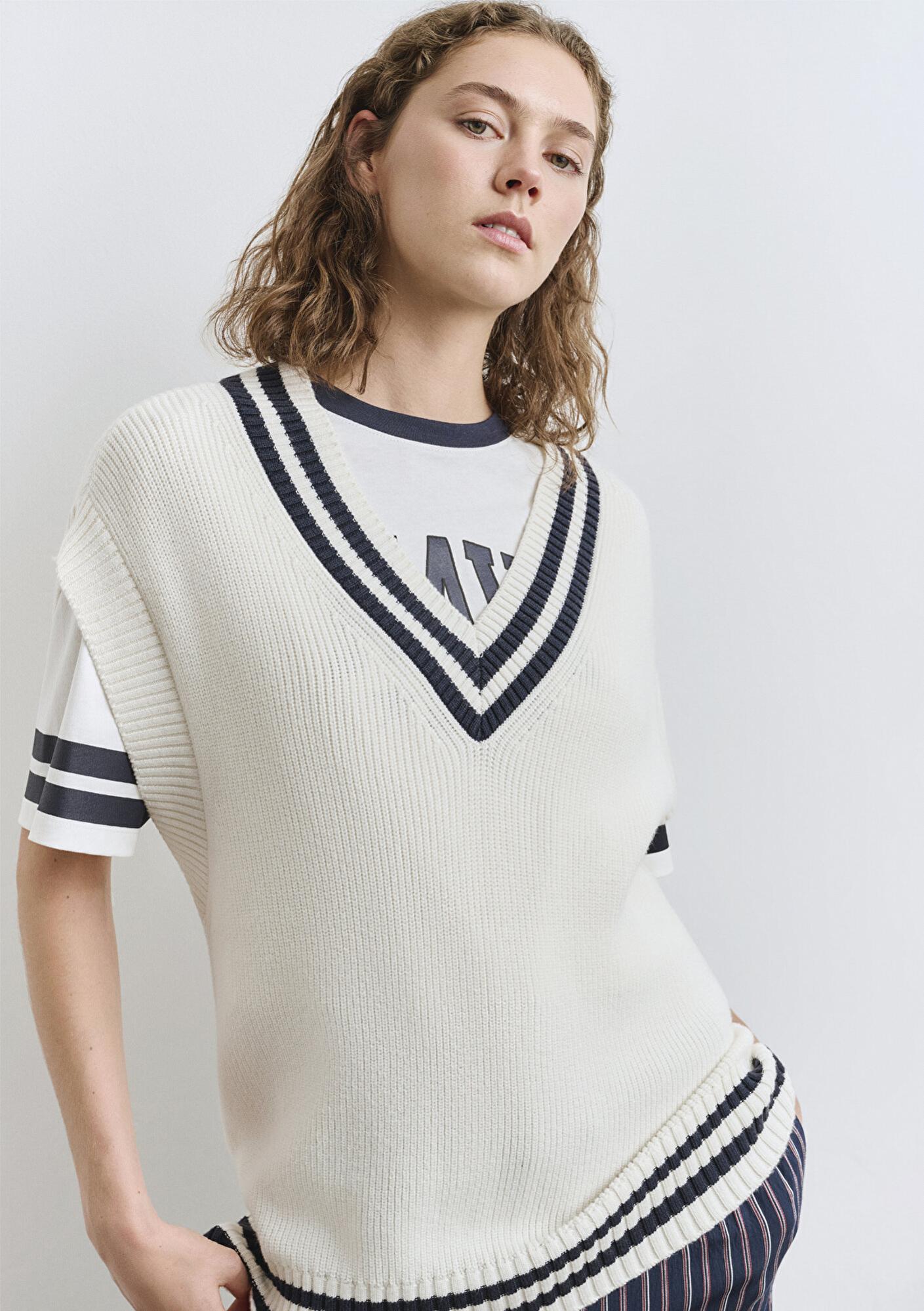 Mavi Ekru Süveter Loose Fit / Bol Rahat Kesim 1710706-70057