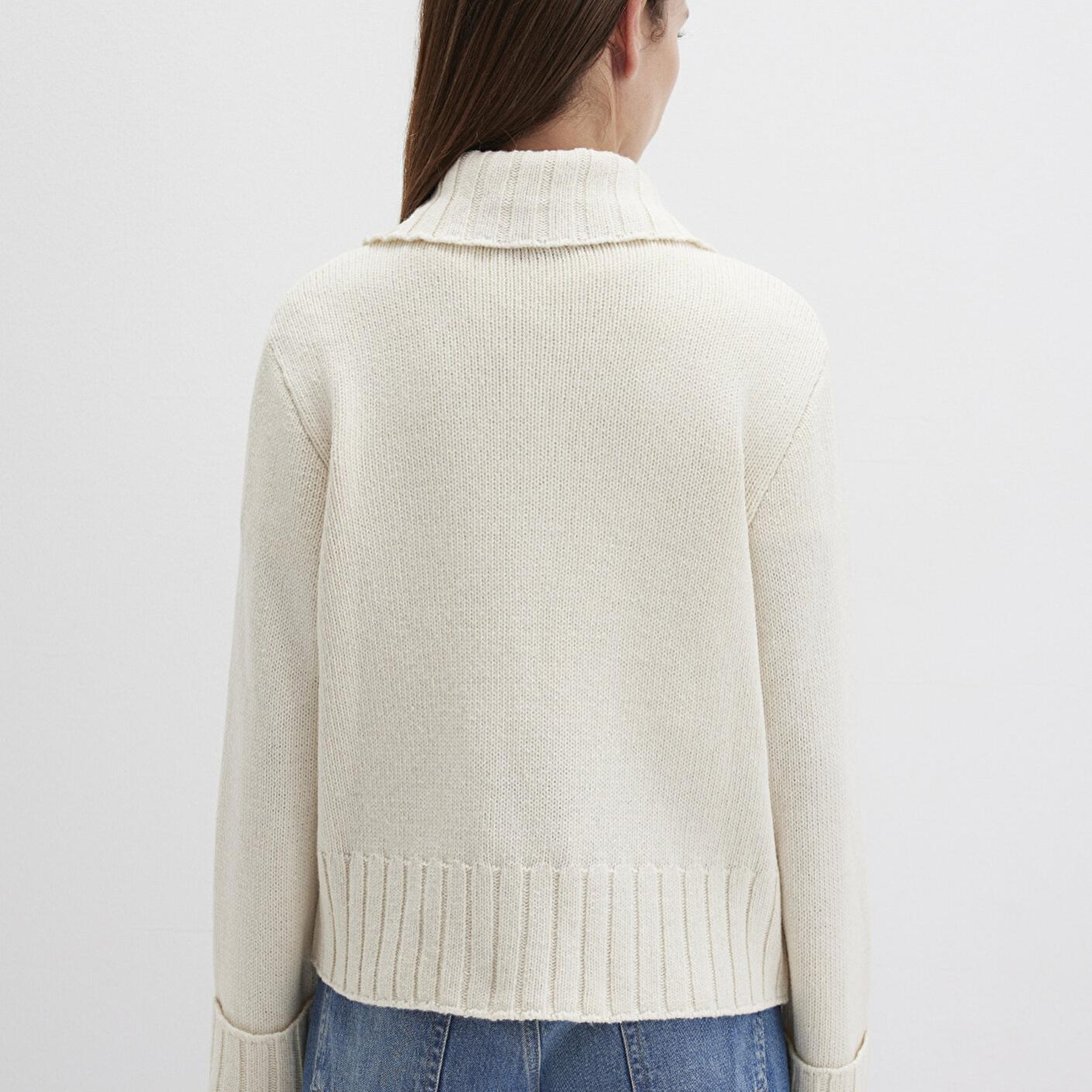 Mavi Yün Karışımlı Yarı Fermuarlı Ekru Kazak Regular Fit / Normal Kesim 1710703-82127