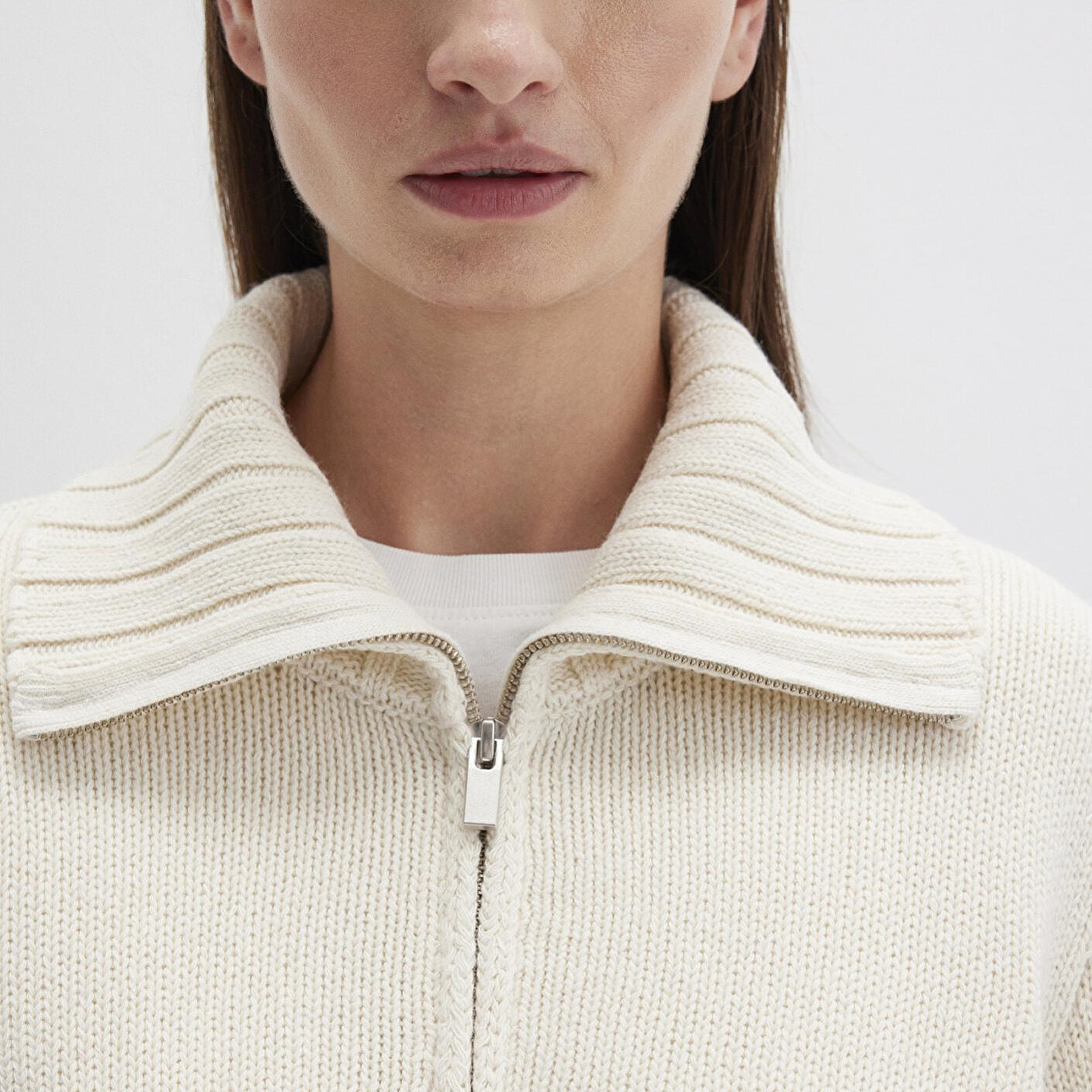 Mavi Yün Karışımlı Yarı Fermuarlı Ekru Kazak Regular Fit / Normal Kesim 1710703-82127