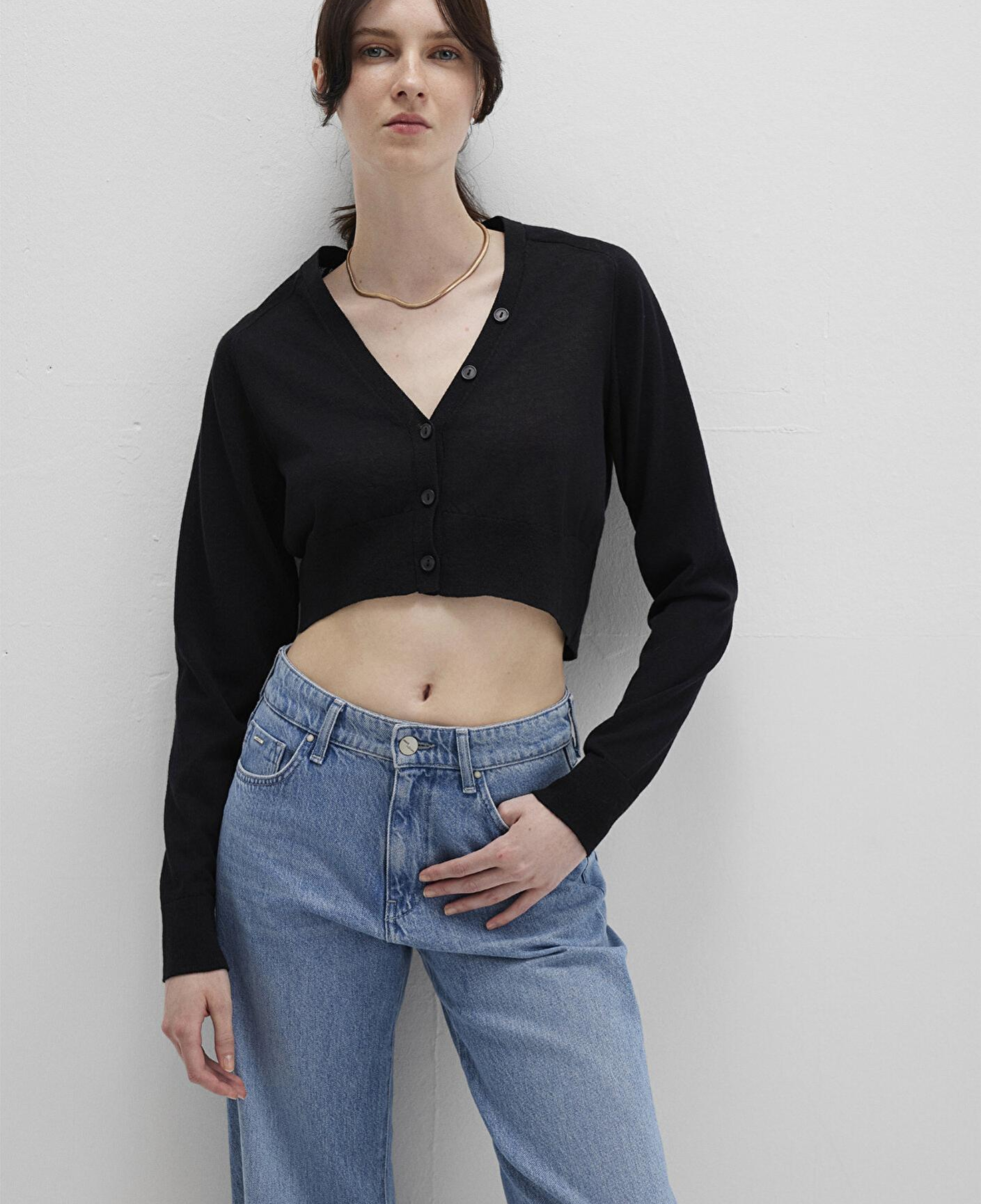 Mavi Siyah Crop Hırka Crop / Kısa Kesim 1710690-900