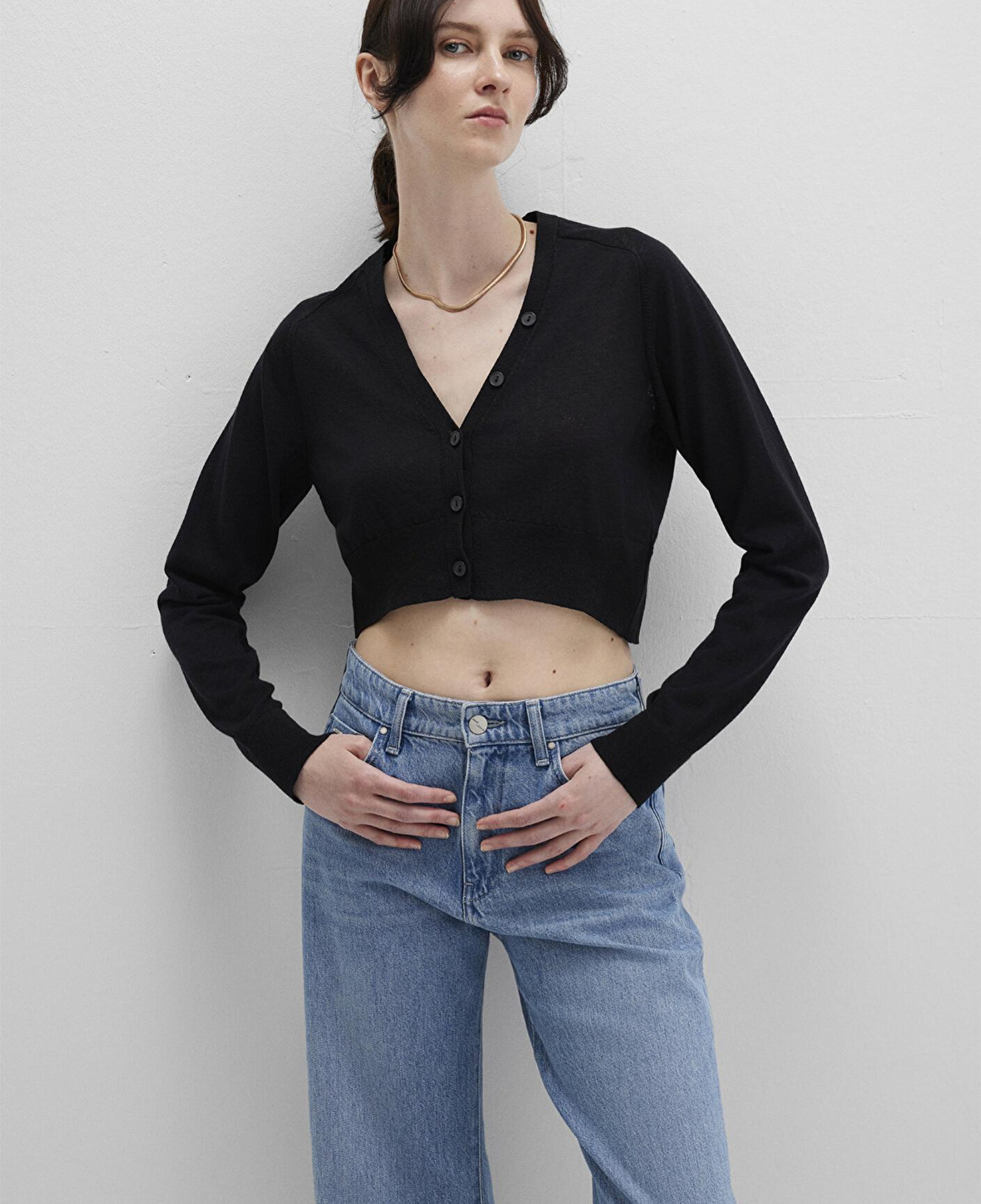 Mavi Siyah Crop Hırka Crop / Kısa Kesim 1710690-900