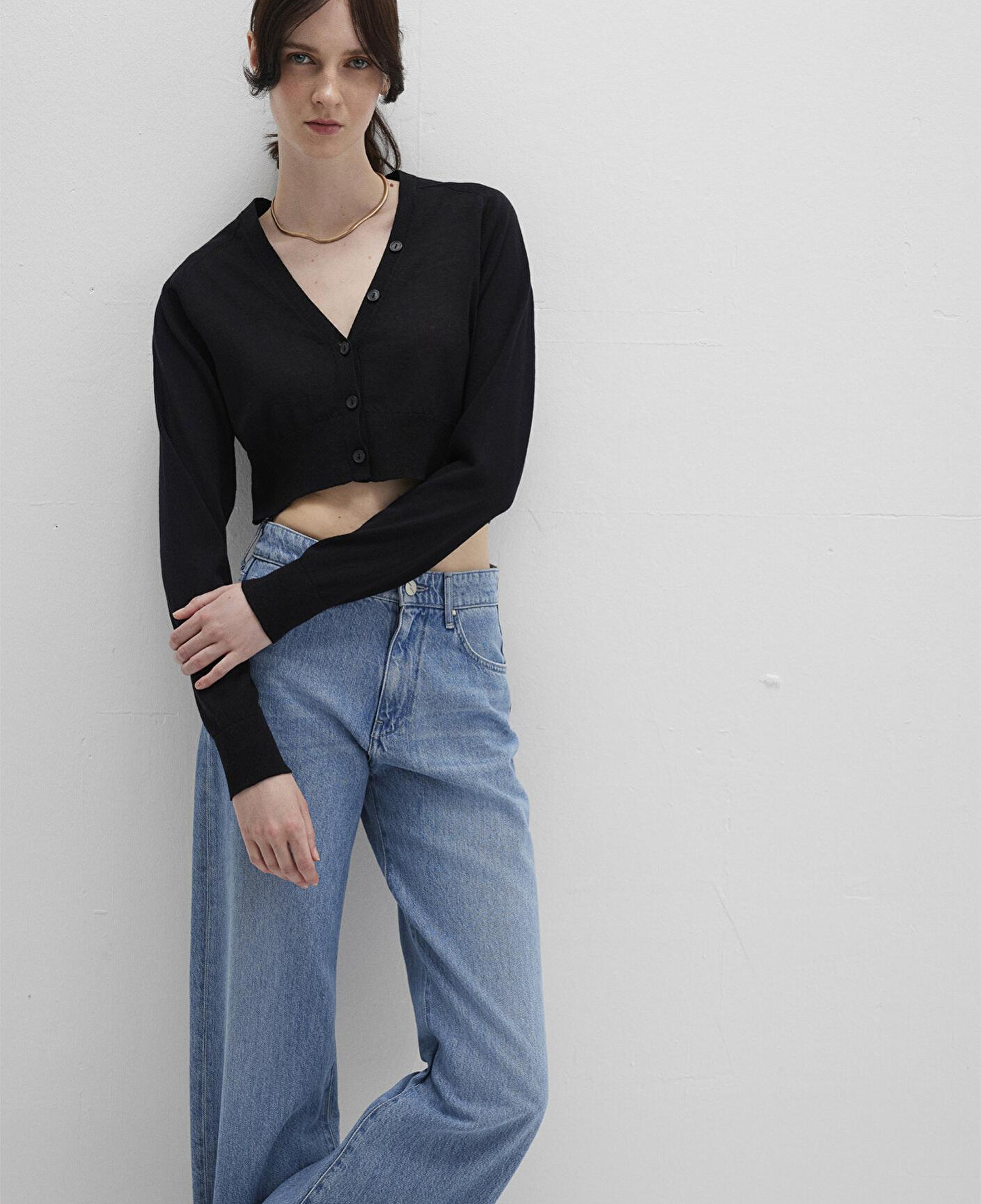 Mavi Siyah Crop Hırka Crop / Kısa Kesim 1710690-900