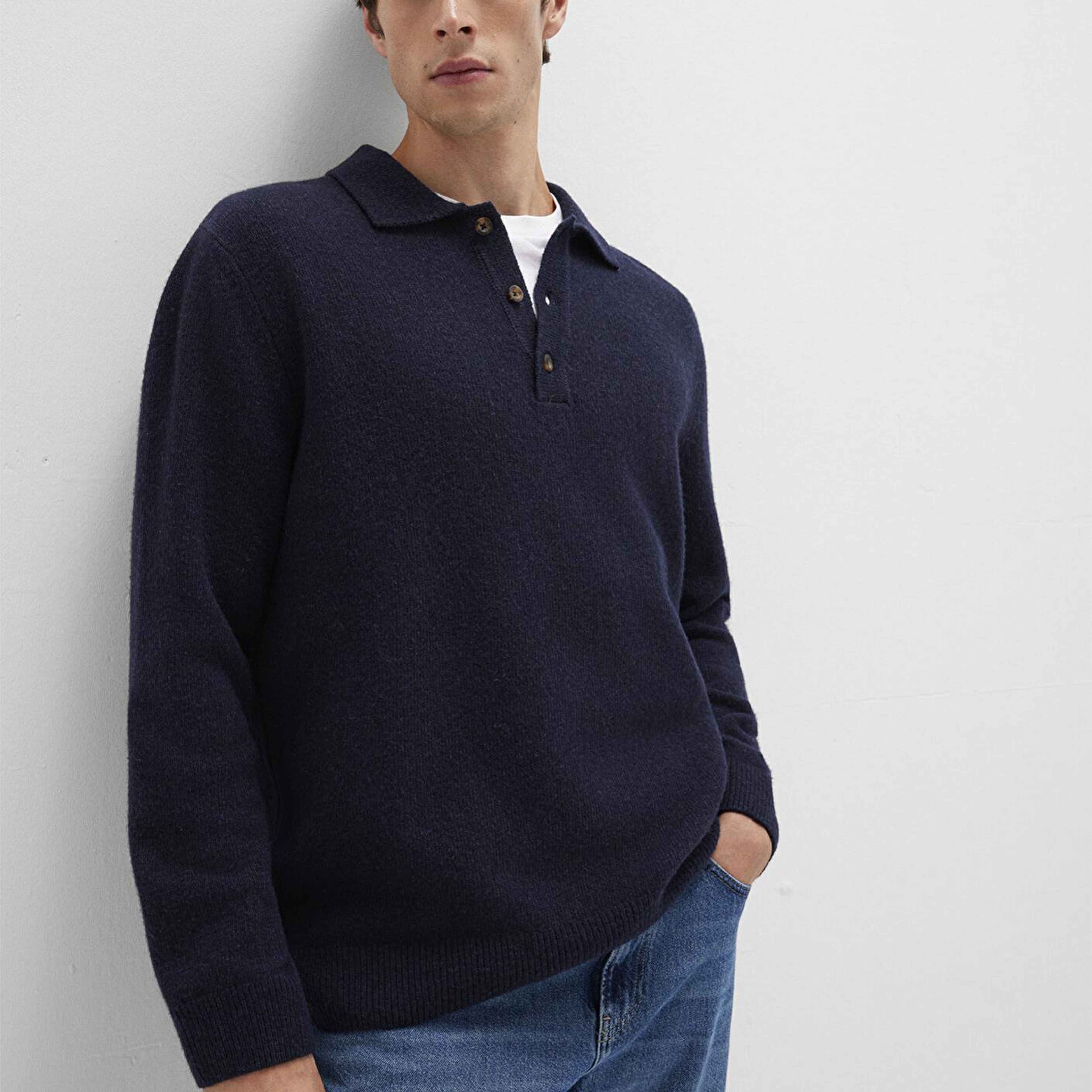 Mavi Yün Karışımlı Lacivert Triko Polo 0710255-70490