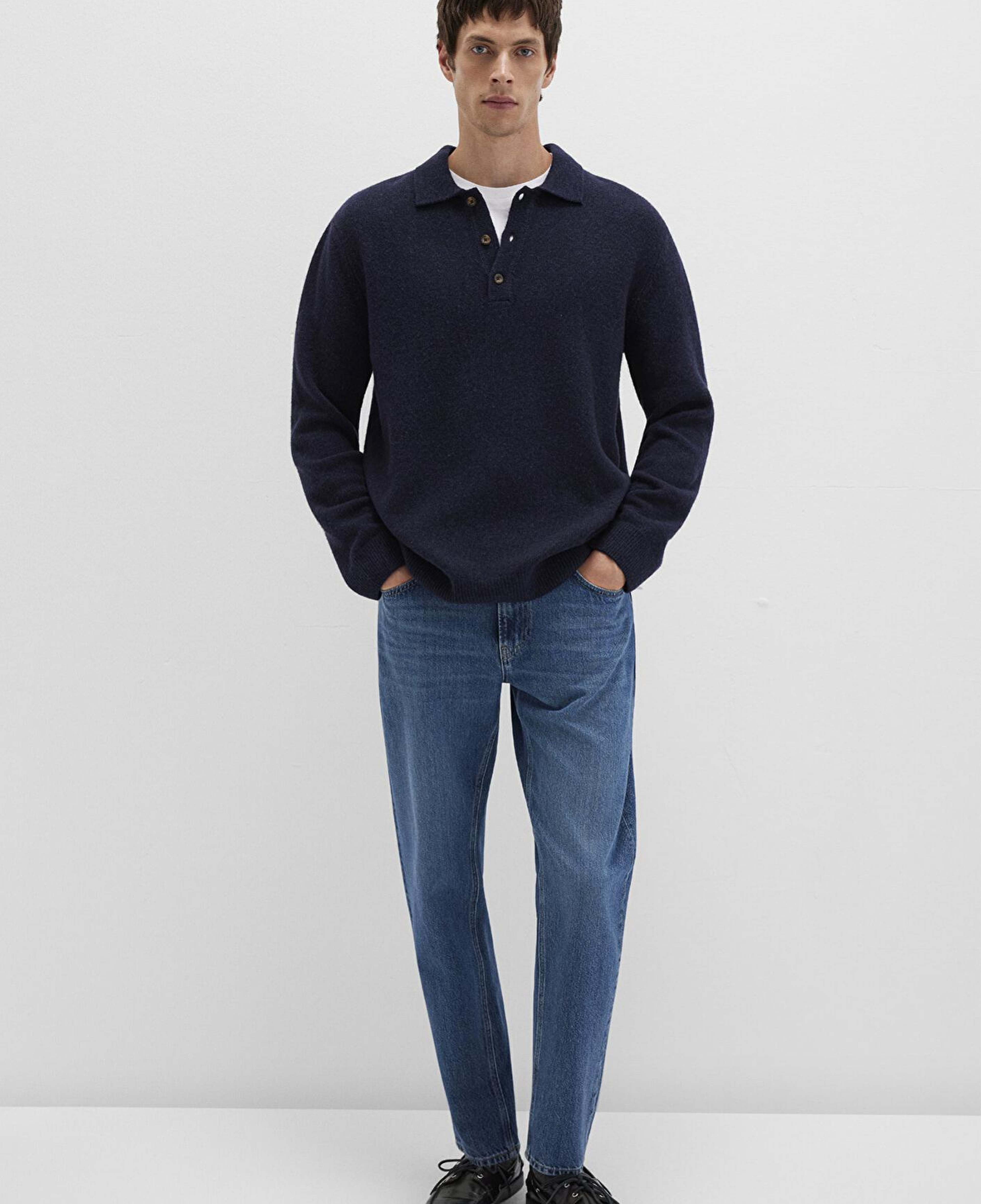 Mavi Yün Karışımlı Lacivert Triko Polo 0710255-70490