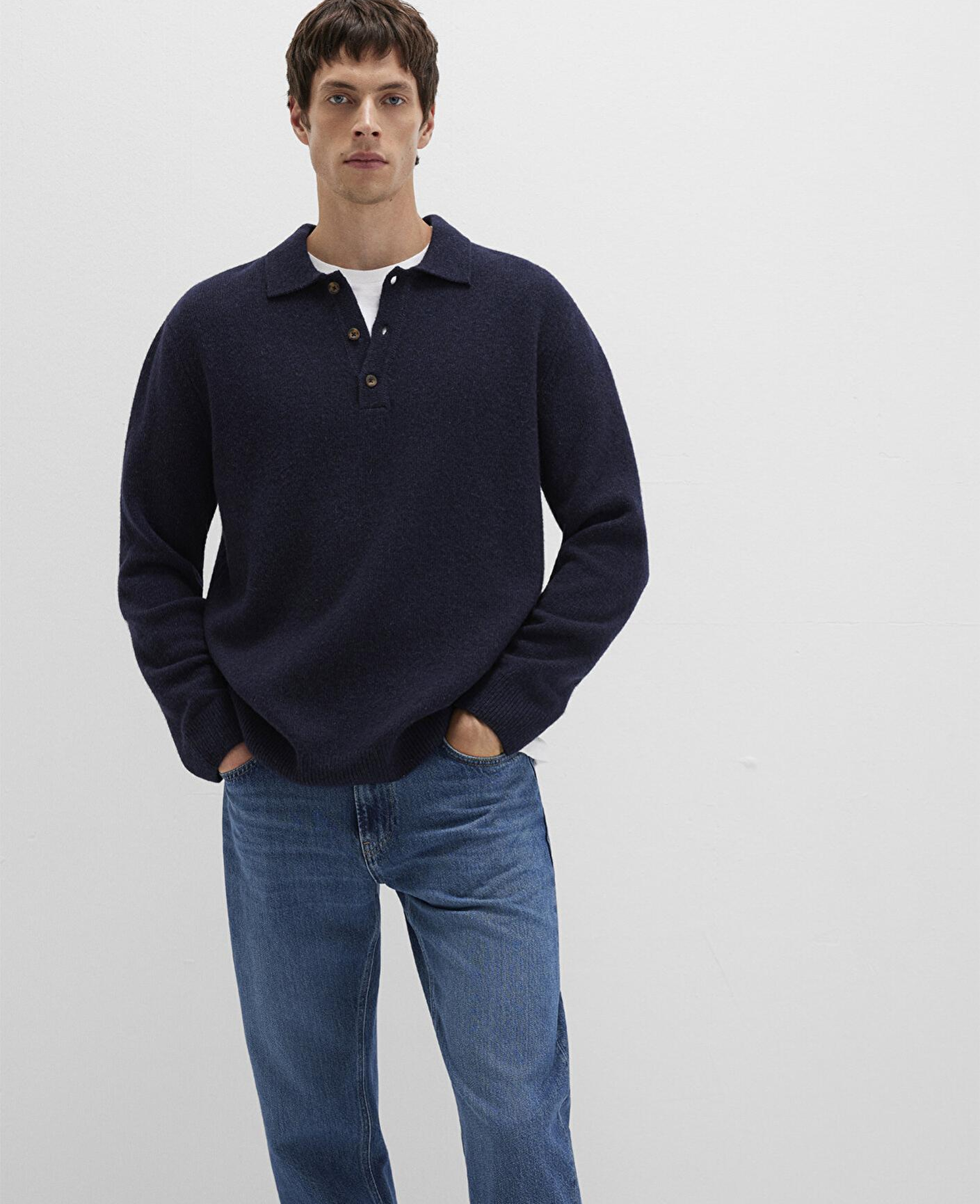 Mavi Yün Karışımlı Lacivert Triko Polo 0710255-70490