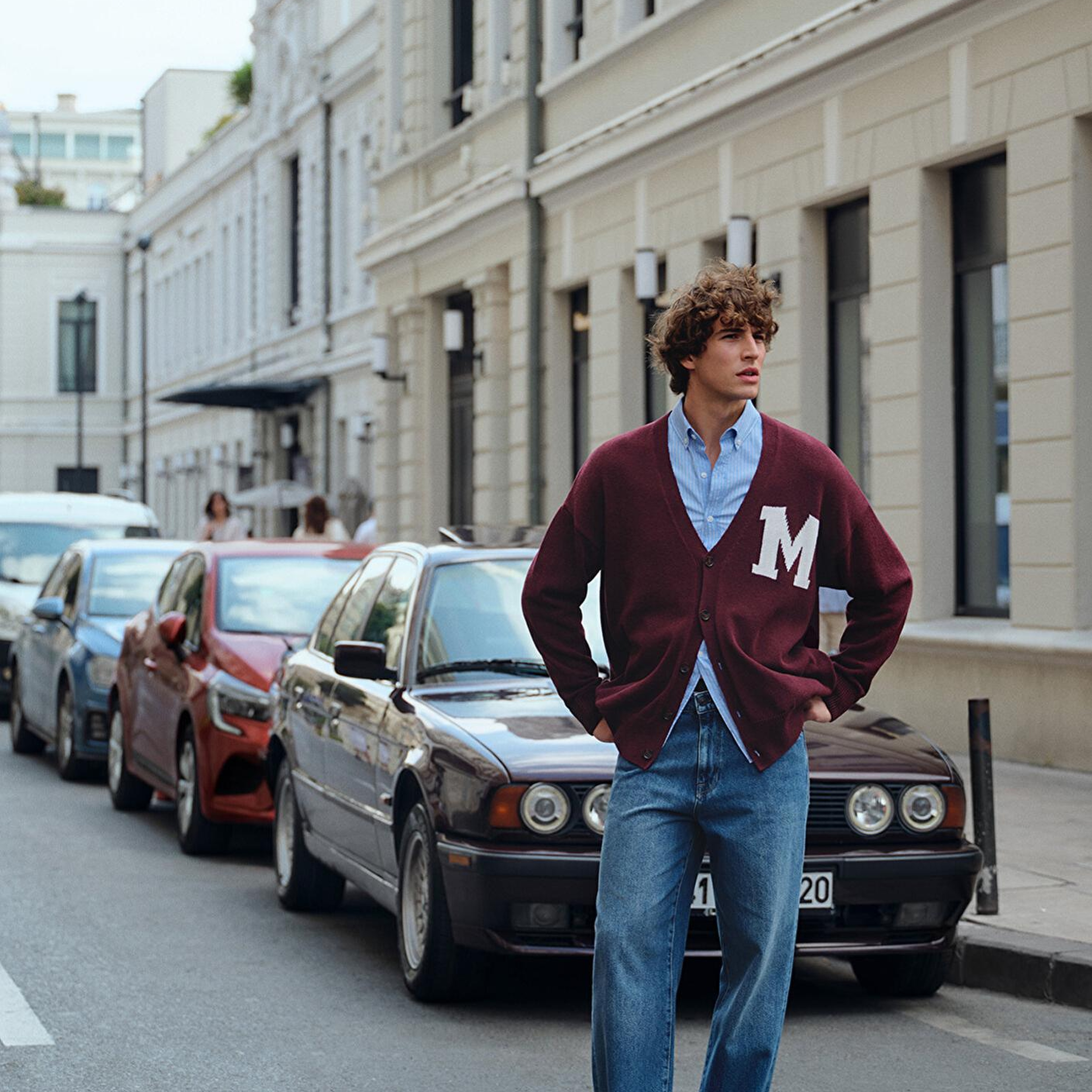 Mavi M Baskılı Bordo Hırka Oversize / Geniş Kesim 0710288-70414