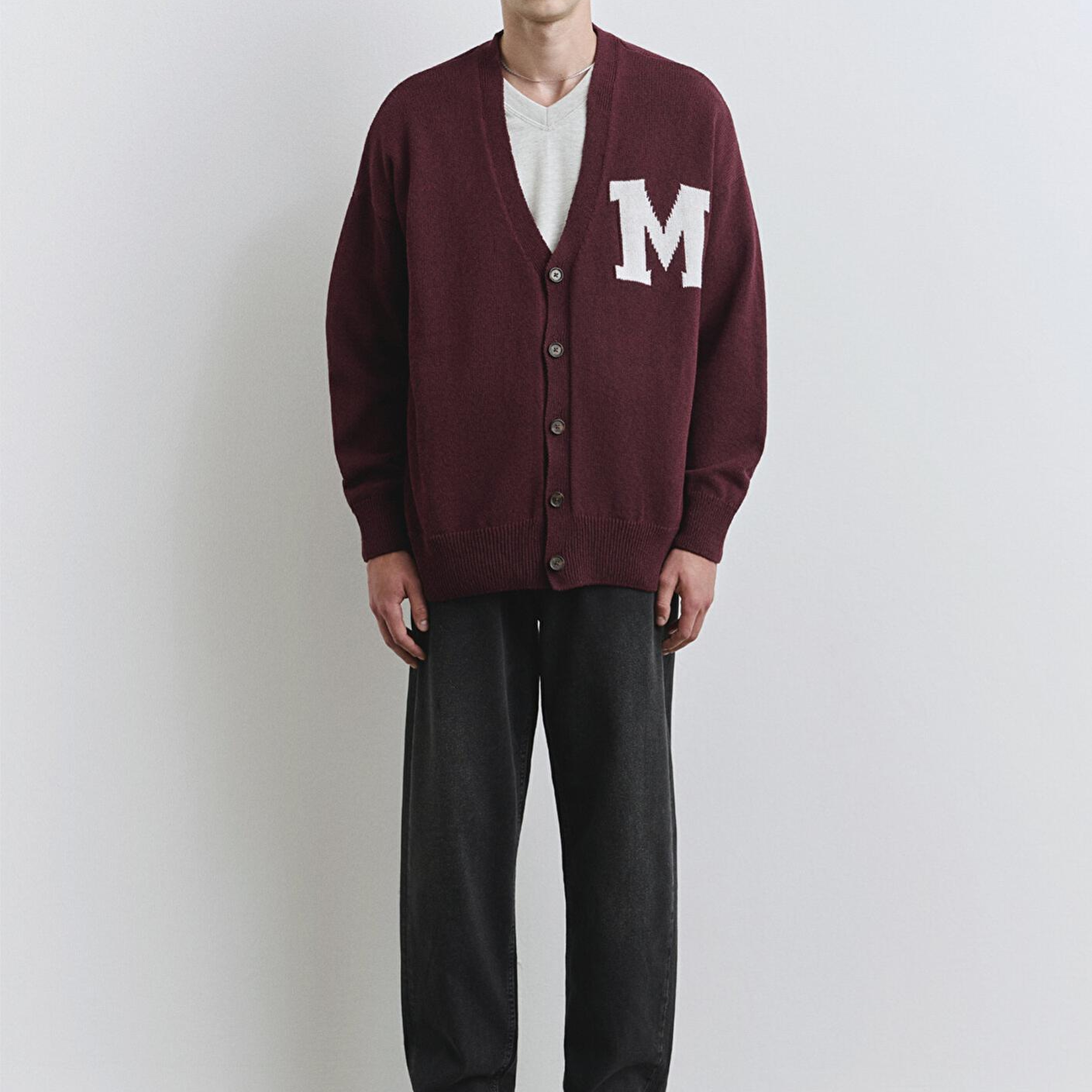 Mavi M Baskılı Bordo Hırka Oversize / Geniş Kesim 0710288-70414