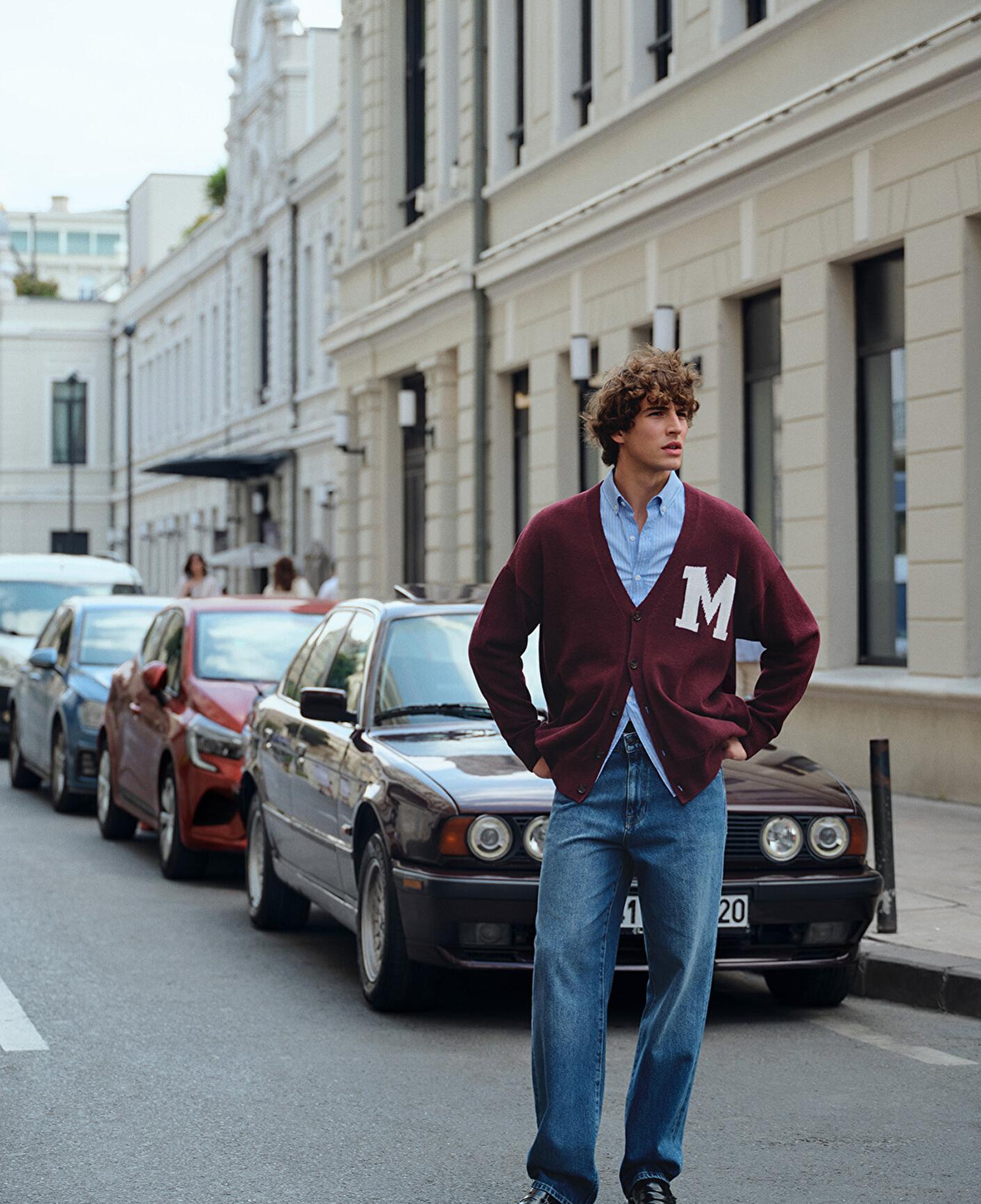 Mavi M Baskılı Bordo Hırka Oversize / Geniş Kesim 0710288-70414