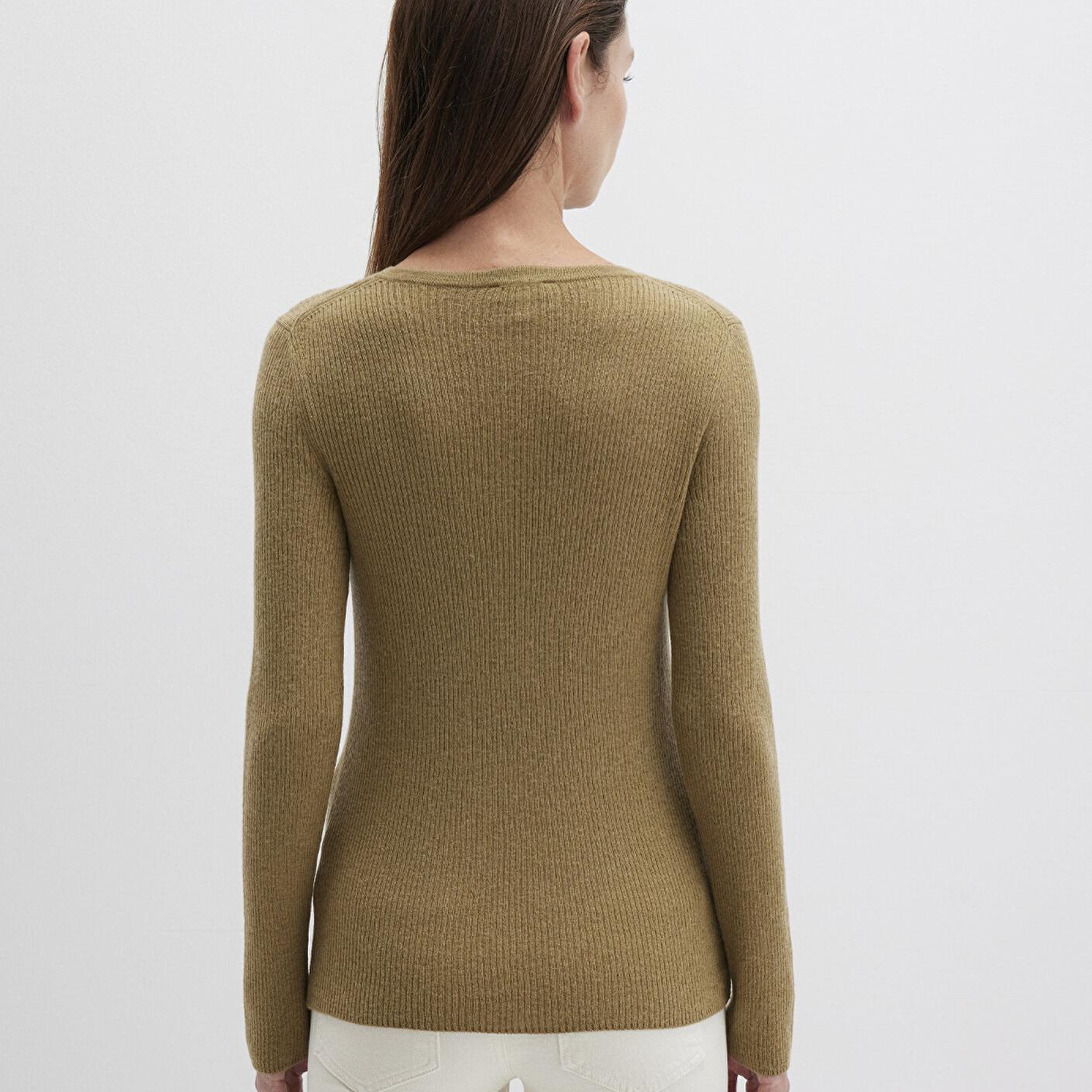 Mavi Yün Karışımlı Düğme Detaylı Yeşil Kazak Fitted / Vücuda Oturan Kesim 1710730-71567