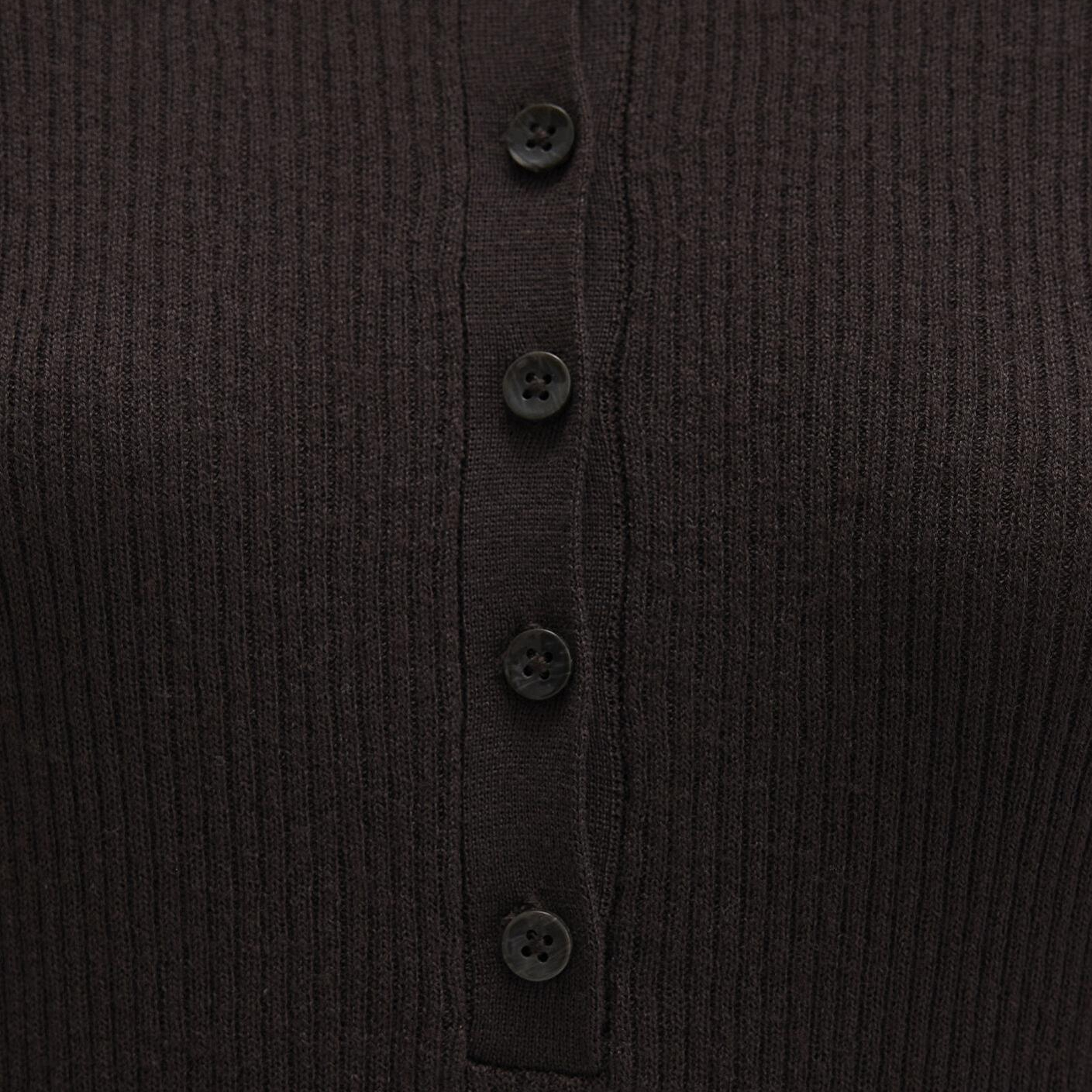 Mavi Yün Karışımlı Düğme Detaylı Kahverengi Kazak Fitted / Vücuda Oturan Kesim 1710730-90704