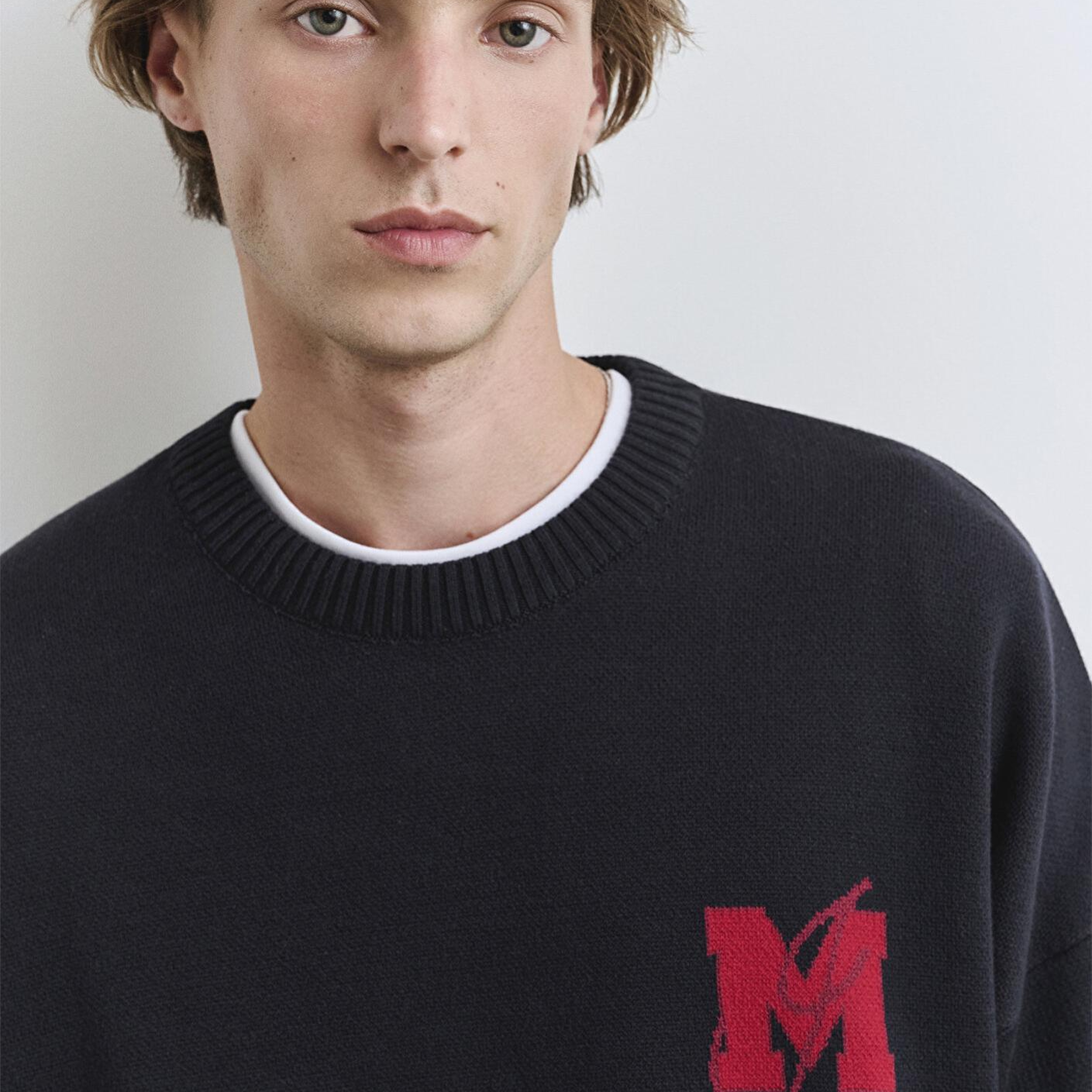 Mavi M Baskılı Lacivert Kazak Loose Fit / Bol Rahat Kesim 0710314-89353