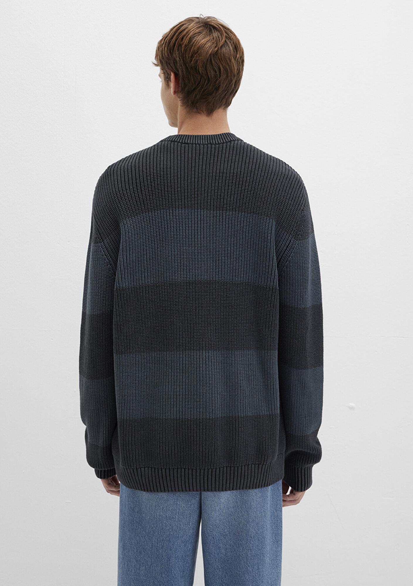 Mavi Blok Renkli Antrasit Kazak Regular Fit / Normal Kesim 0710290-70090