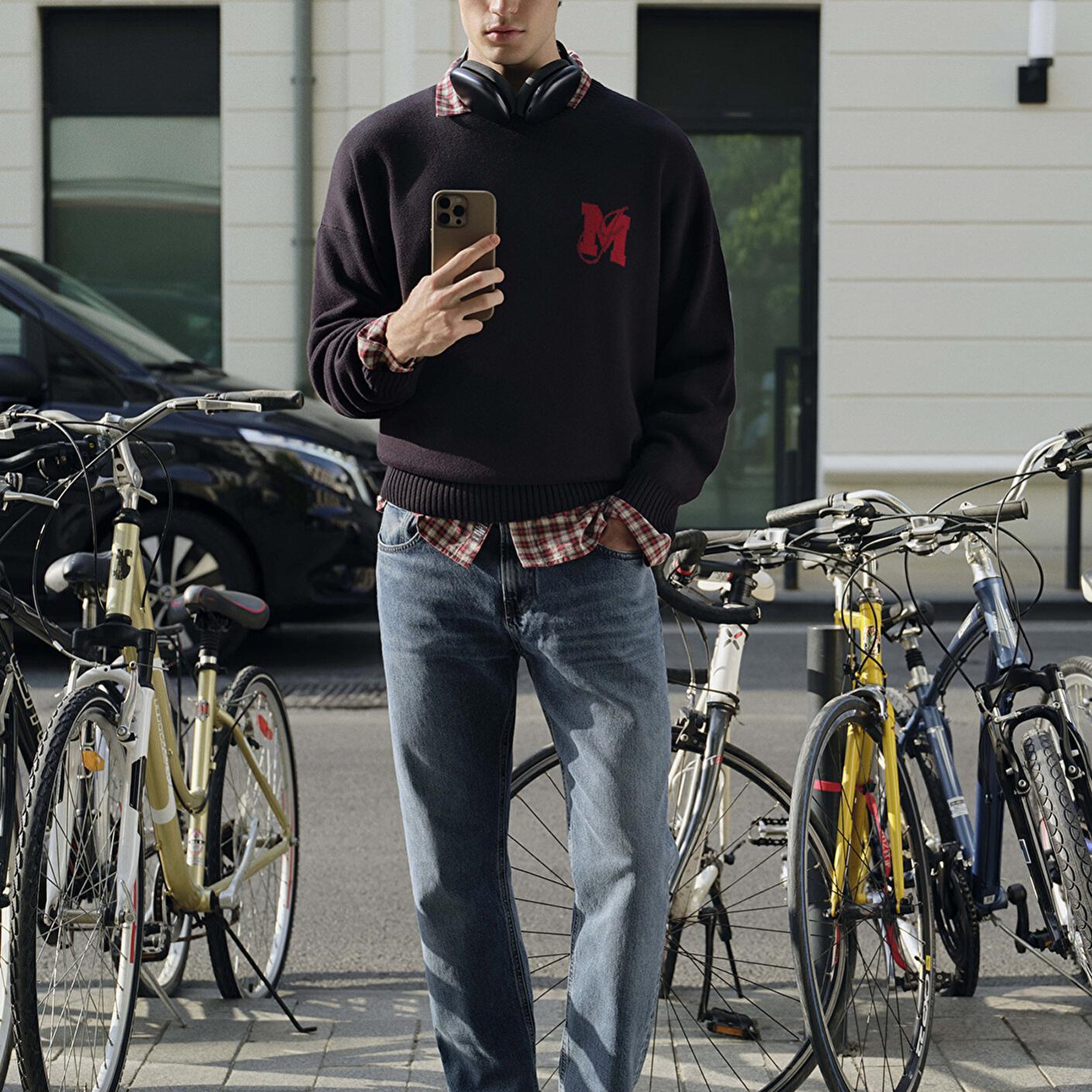 Mavi M Baskılı Lacivert Kazak Loose Fit / Bol Rahat Kesim 0710314-89353