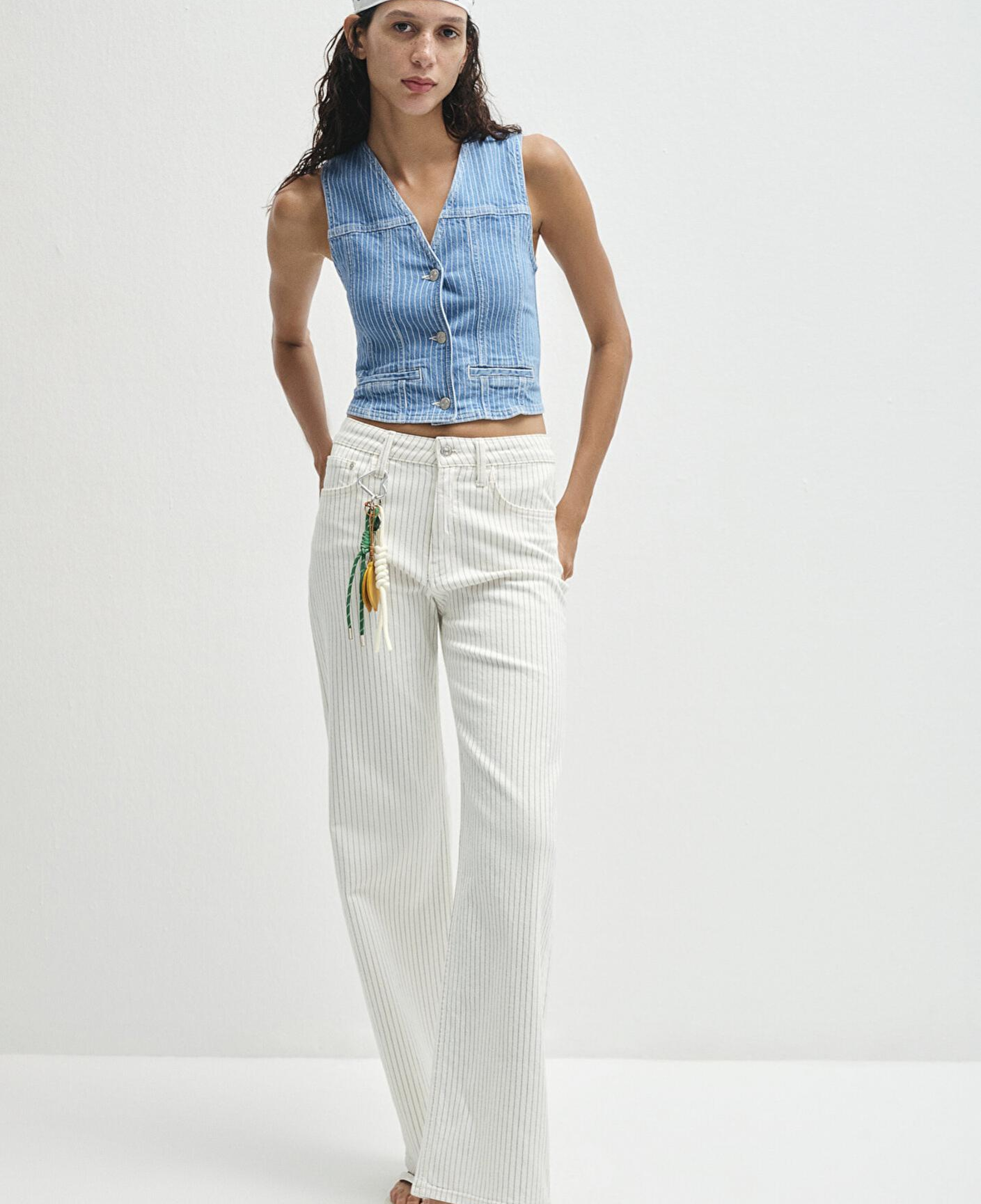 Mavi Malibu Akdeniz Çizgili Kırık Beyaz Jean Pantolon 1010152-89688