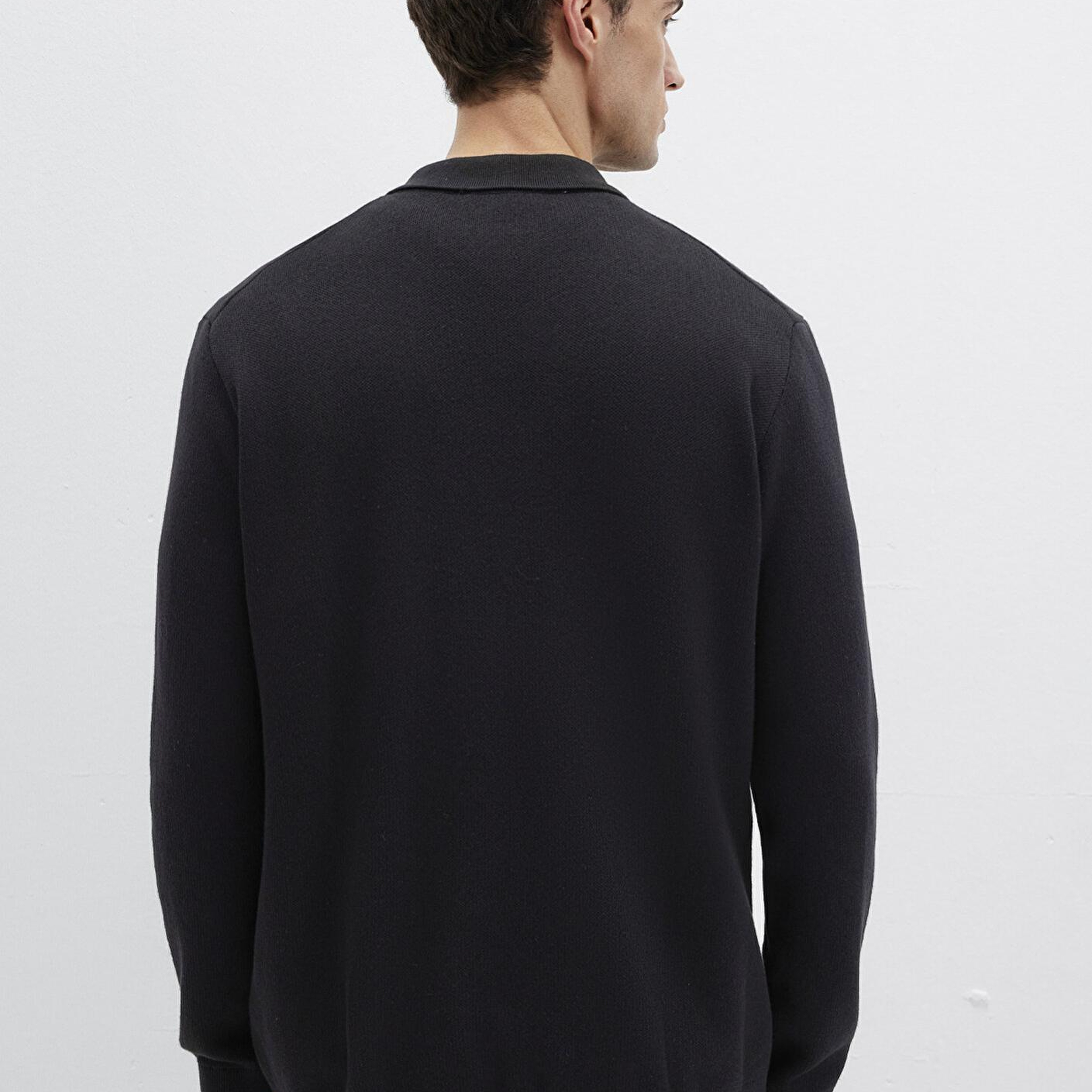 Mavi Yarı Fermuarlı Siyah Triko Polo 0710337-900