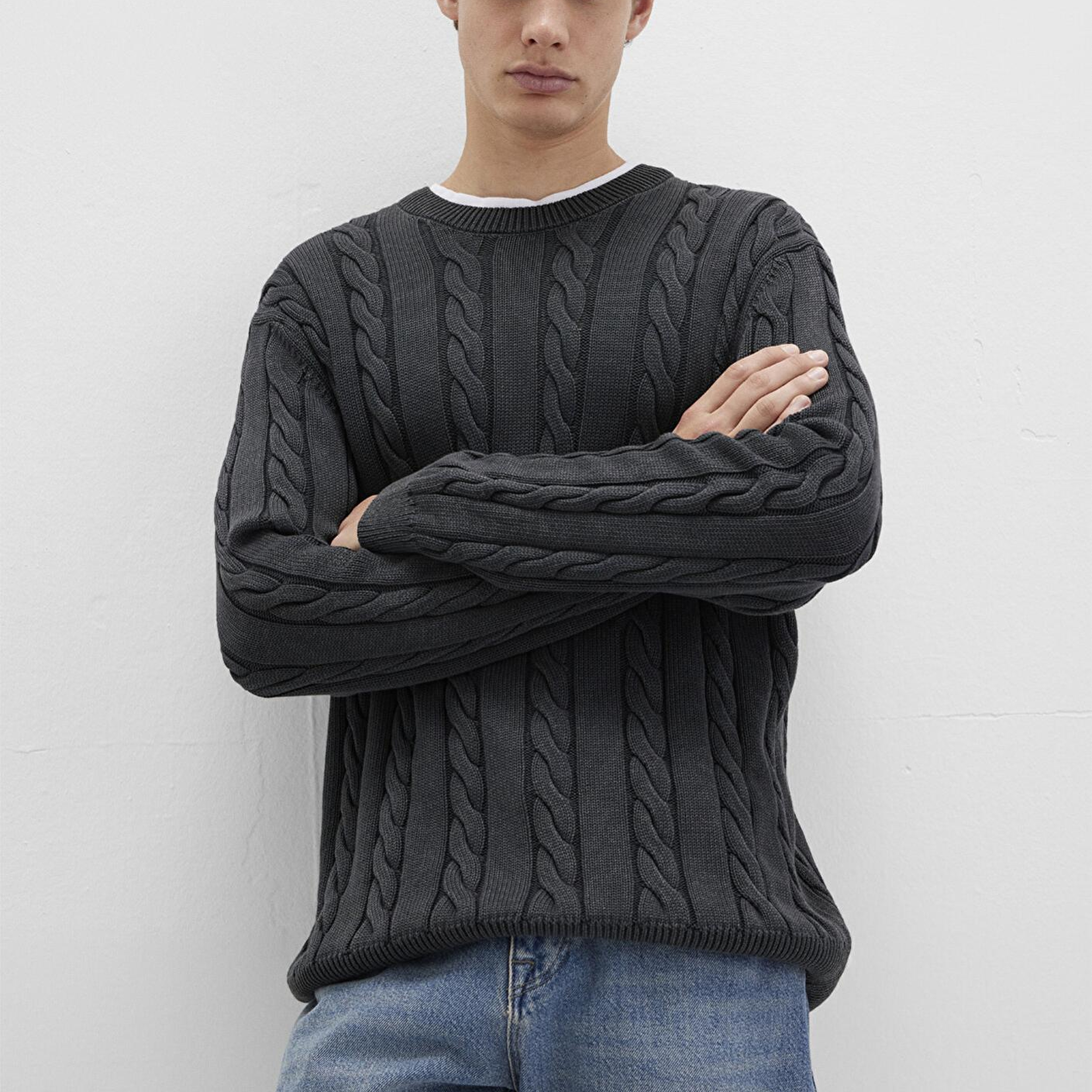 Mavi Antrasit Örgü Kazak Regular Fit / Normal Kesim 0710313-70076