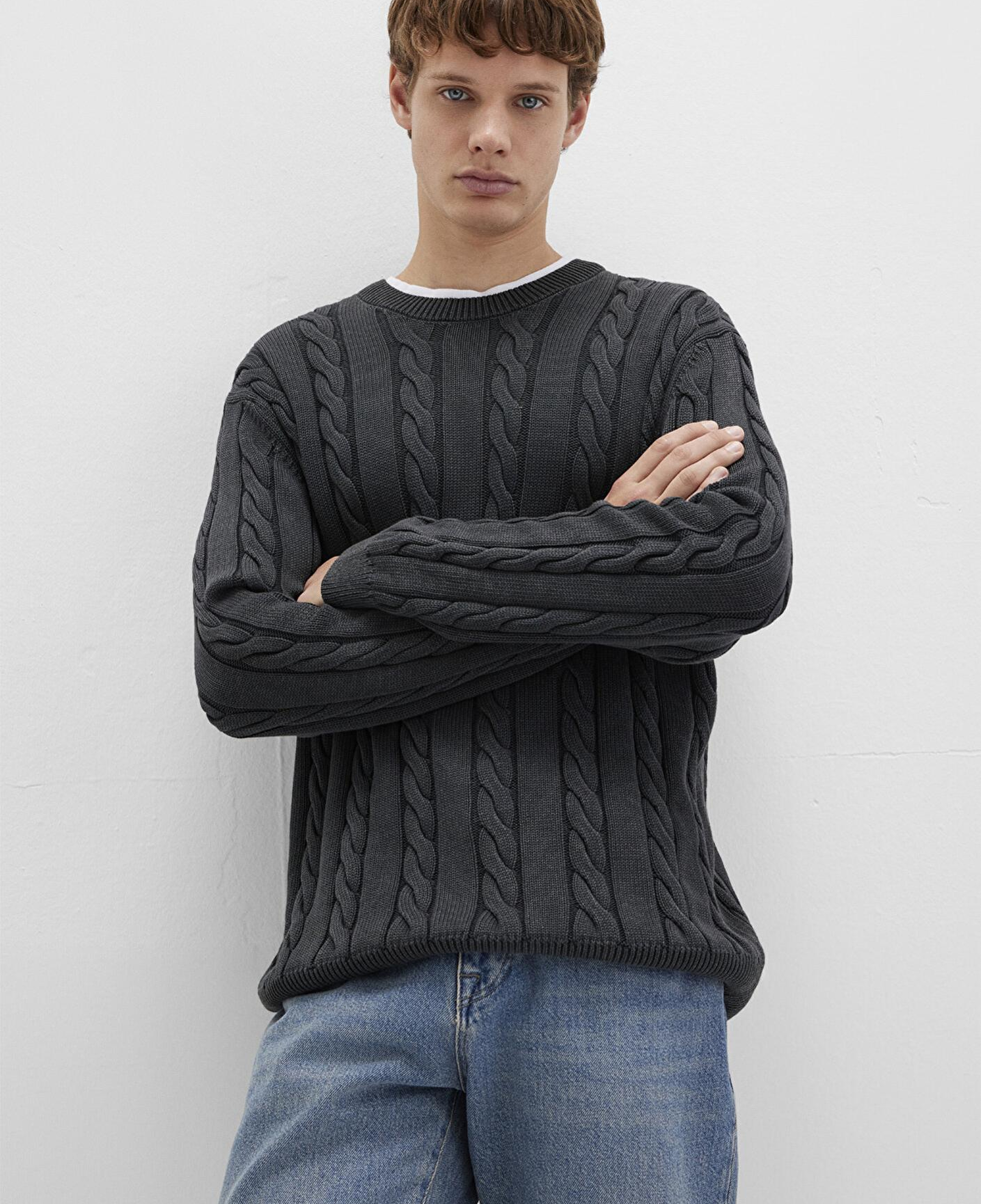 Mavi Antrasit Örgü Kazak Regular Fit / Normal Kesim 0710313-70076