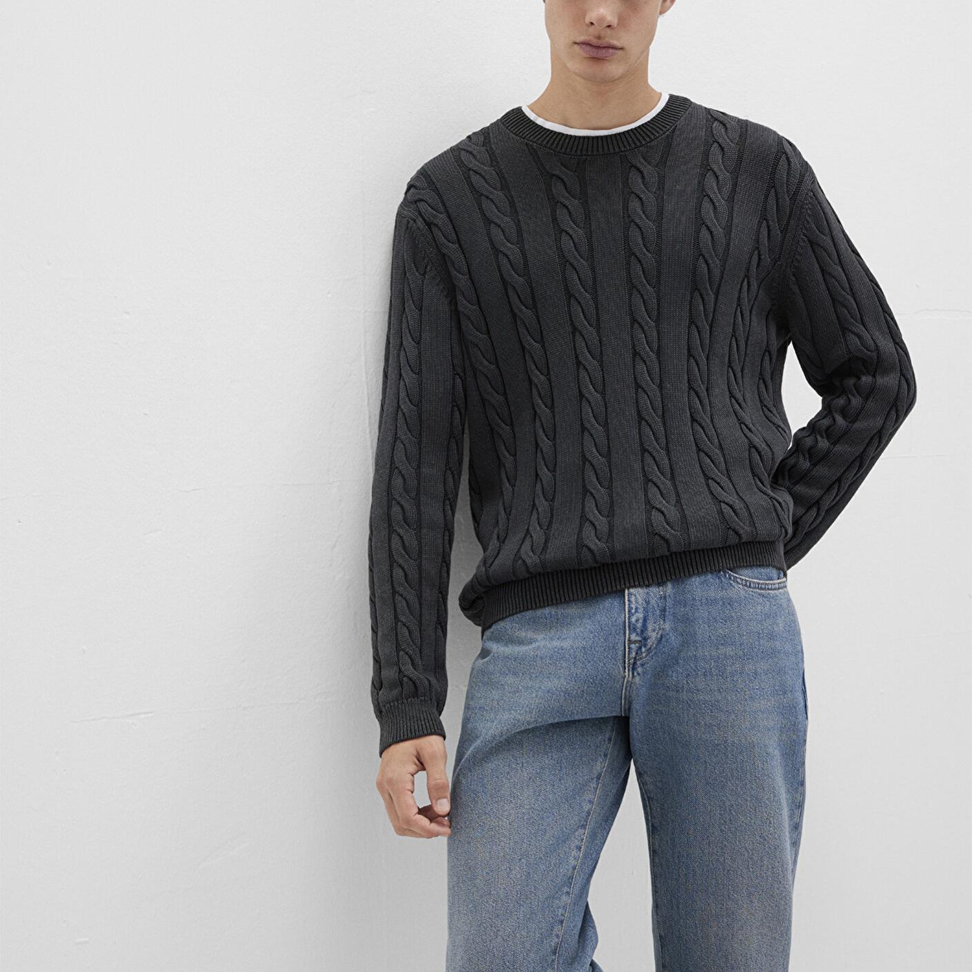 Mavi Antrasit Örgü Kazak Regular Fit / Normal Kesim 0710313-70076