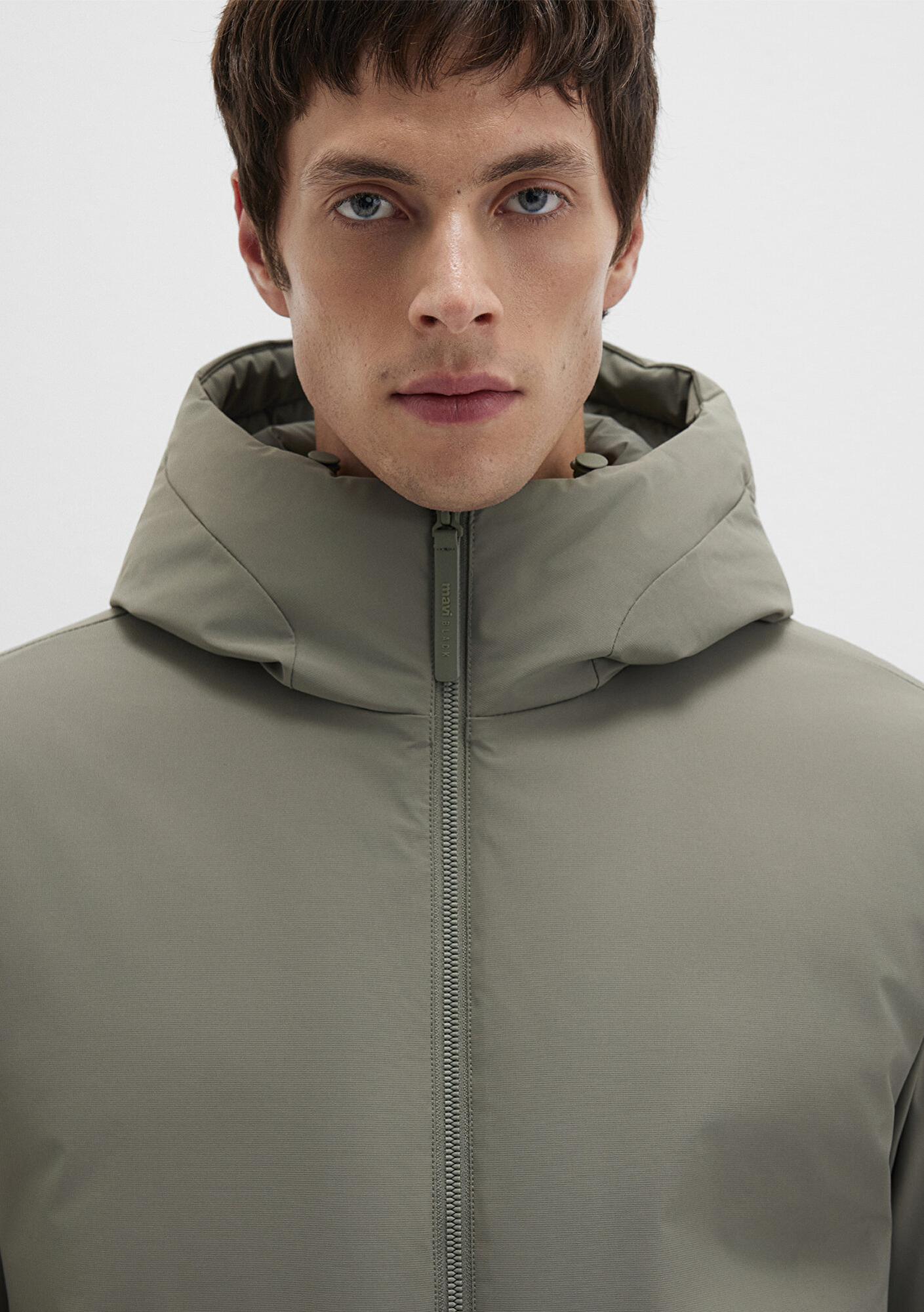 Mavi Kapüşonlu Yeşil Mont 0110617-85485