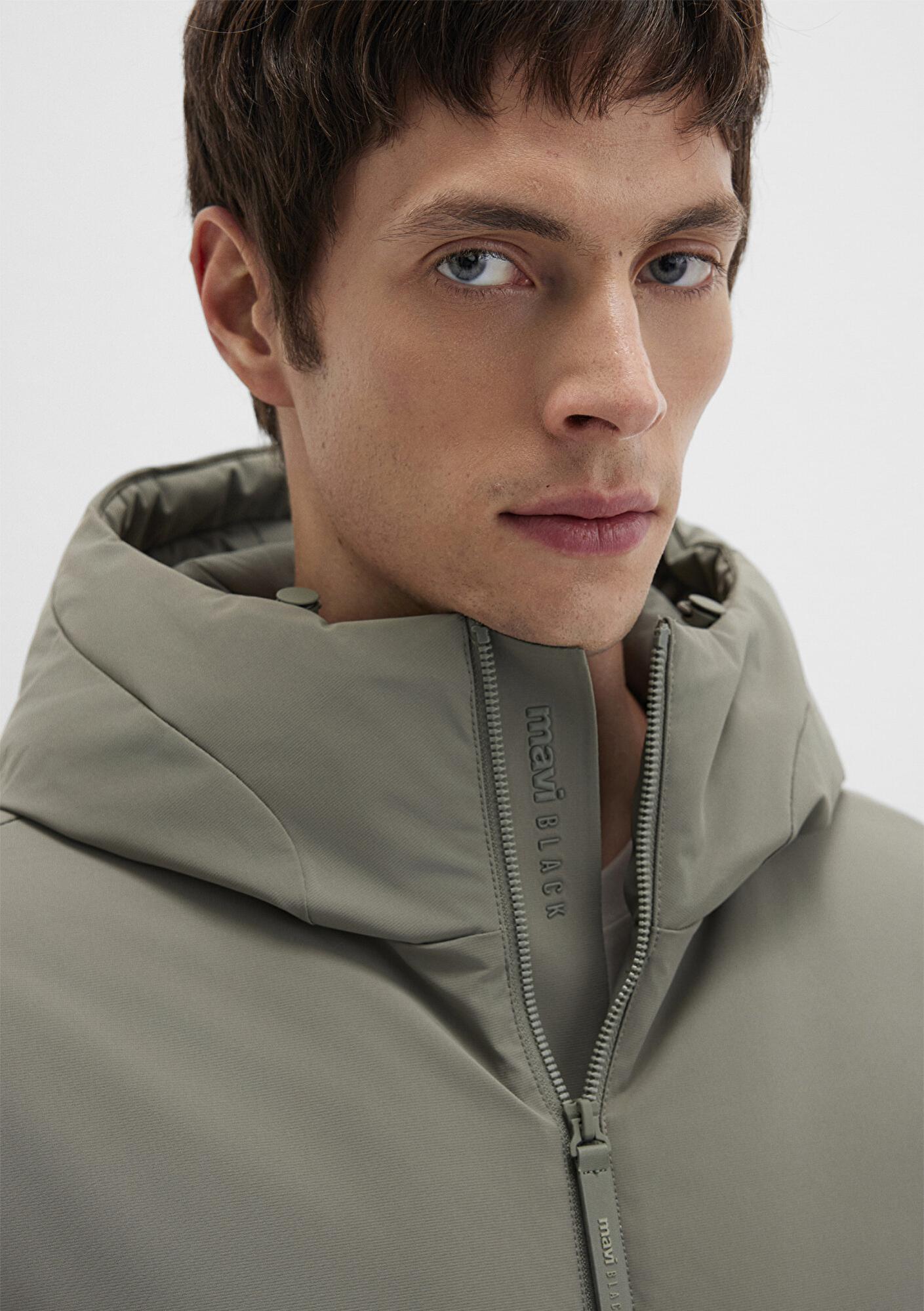 Mavi Kapüşonlu Yeşil Mont 0110617-85485