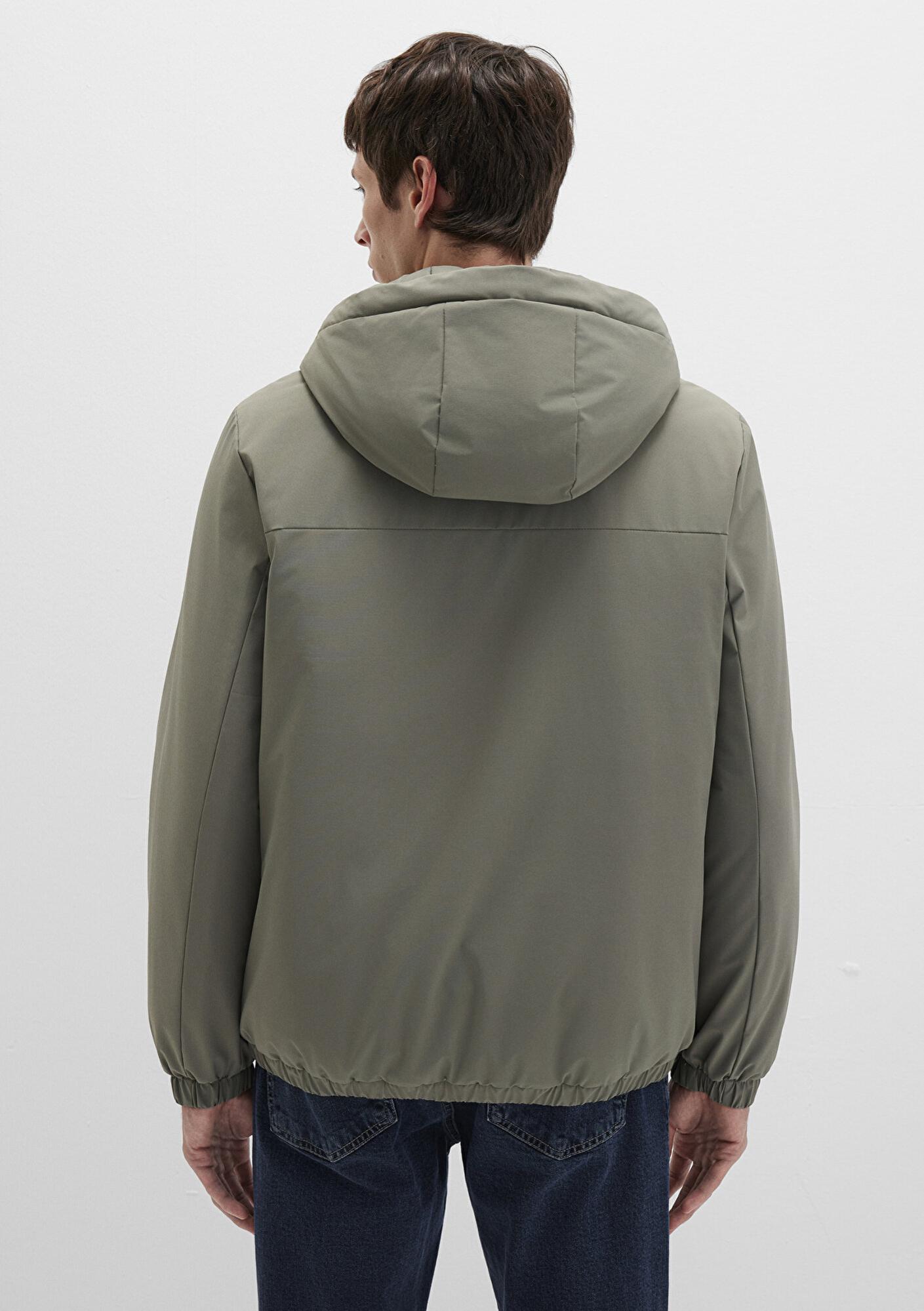 Mavi Kapüşonlu Yeşil Mont 0110617-85485